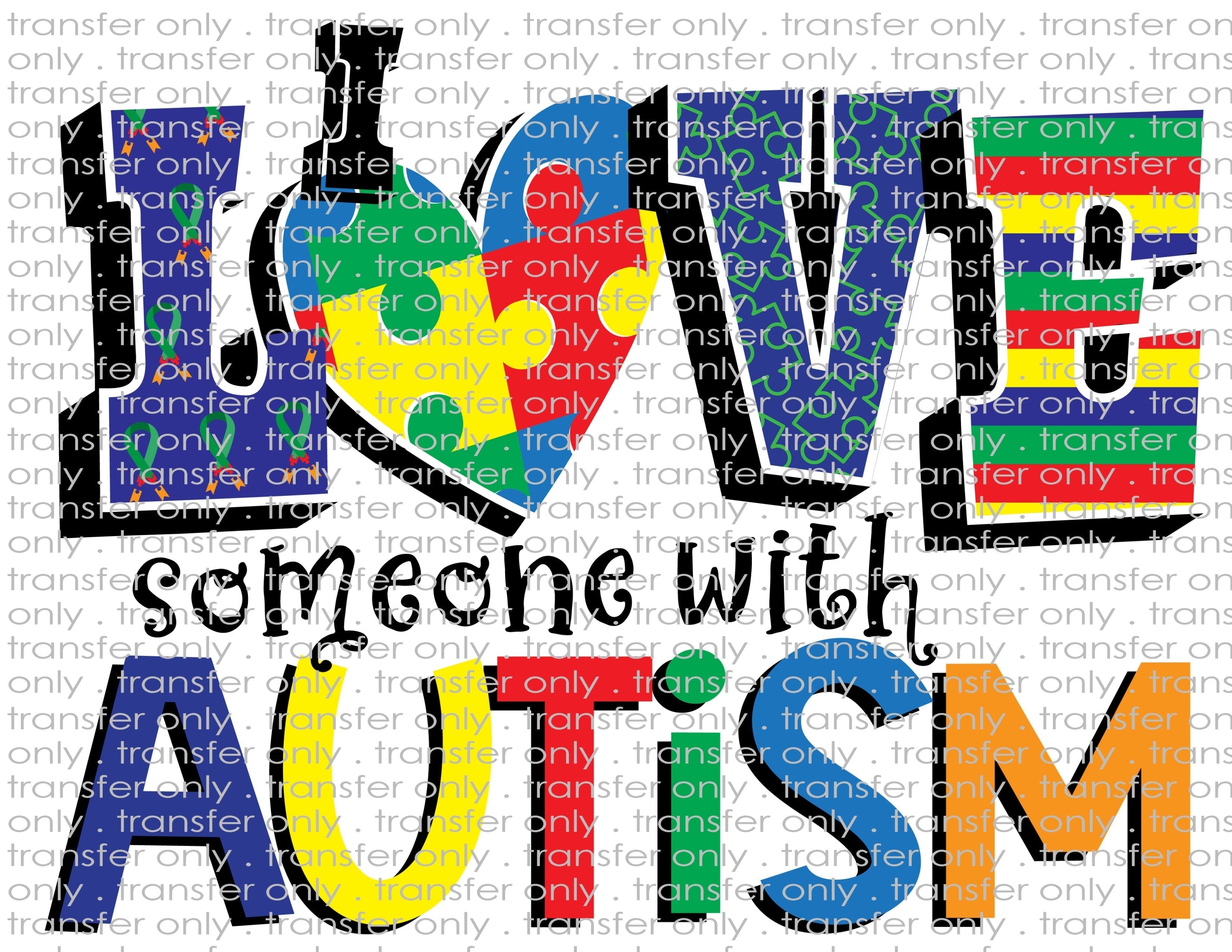Waterslide, Sublimation Transfers - Autism Awareness - Puzzle Piece