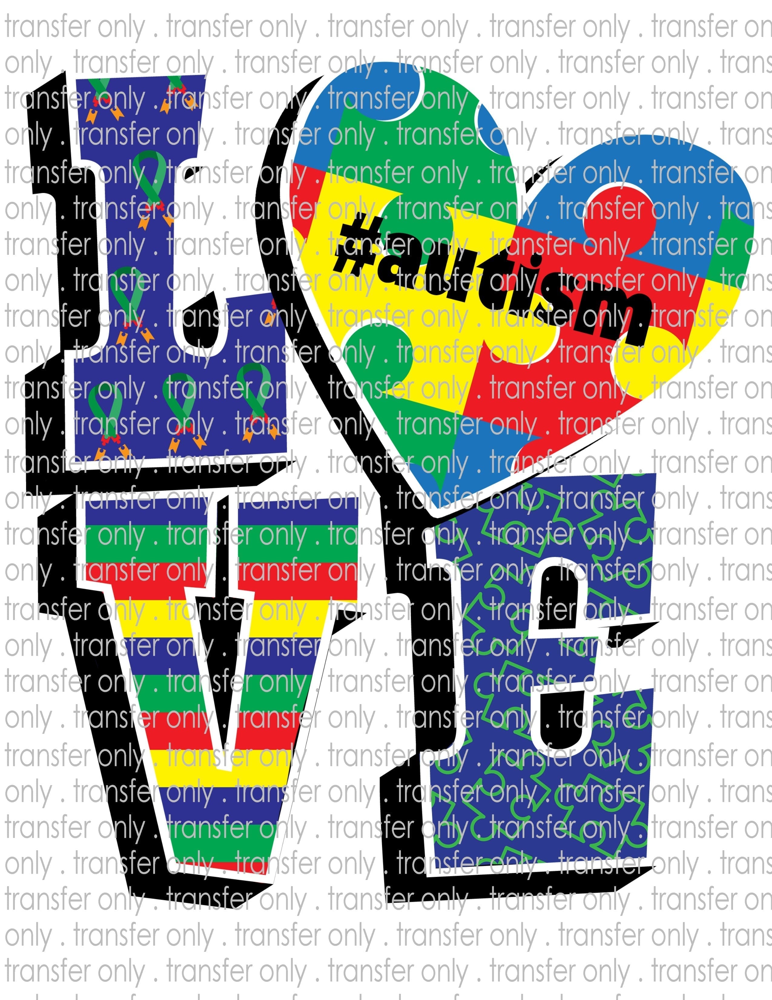 Waterslide, Sublimation Transfers - Autism Awareness - Puzzle Piece