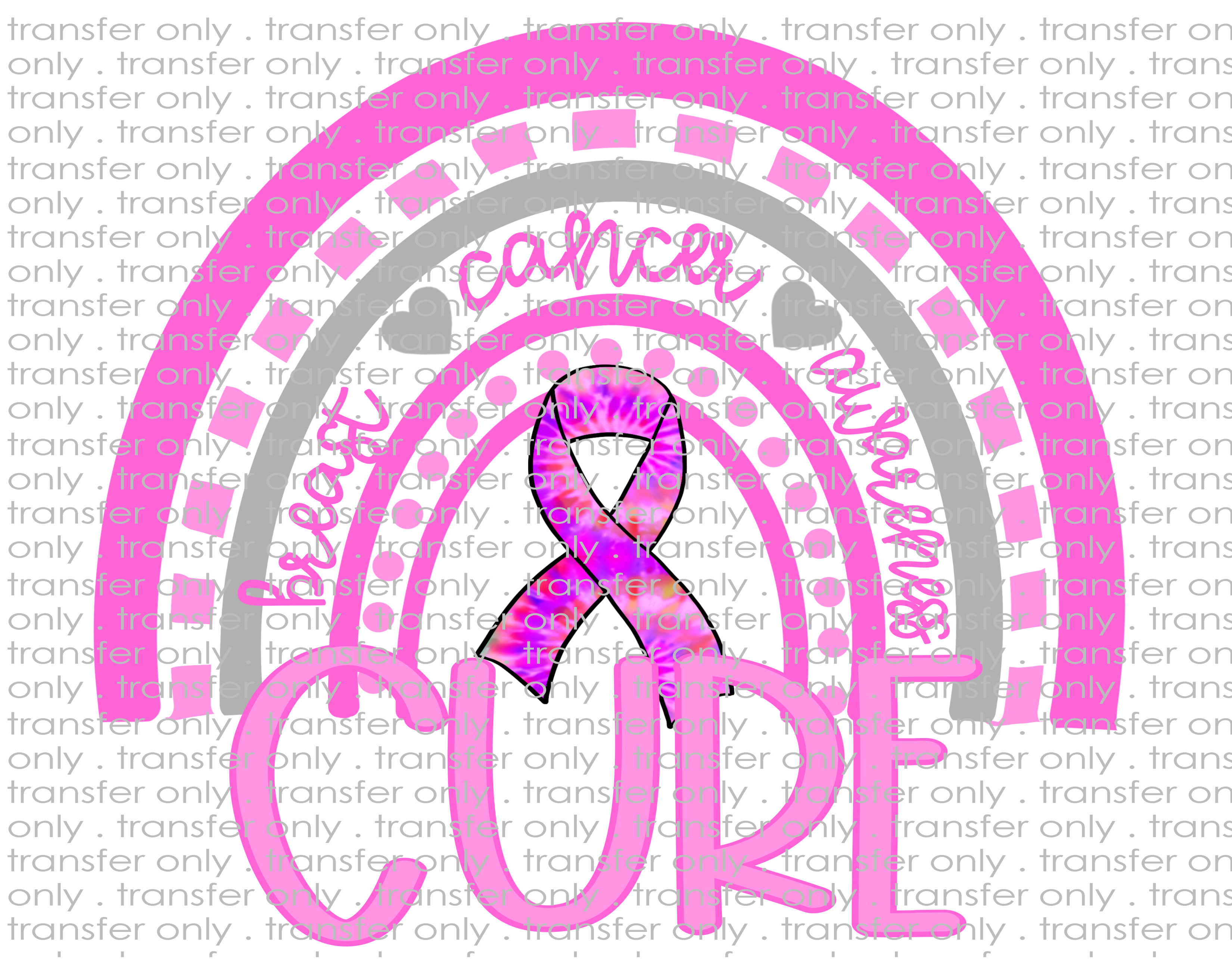Breast Cancer Awareness Rainbow - Waterslide, Sublimation Transfers