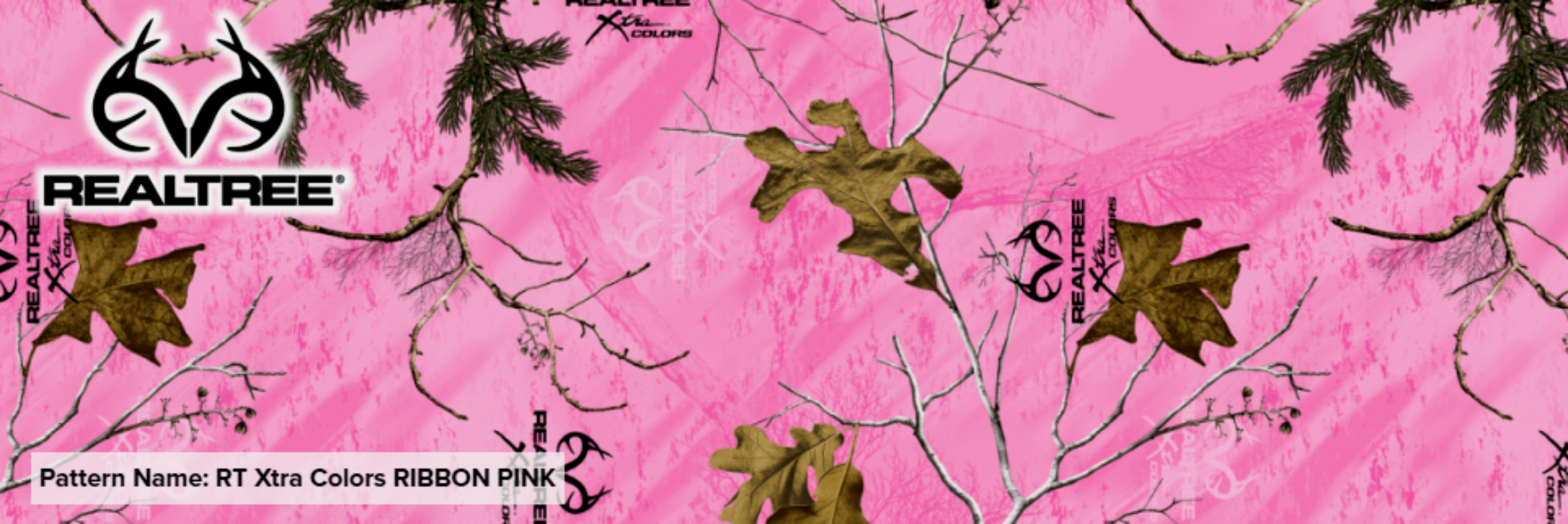 Genuine, Licensed RealTree - RIBBON PINK - Camouflage  - Printed Pattern Vinyl - Decal or HTV