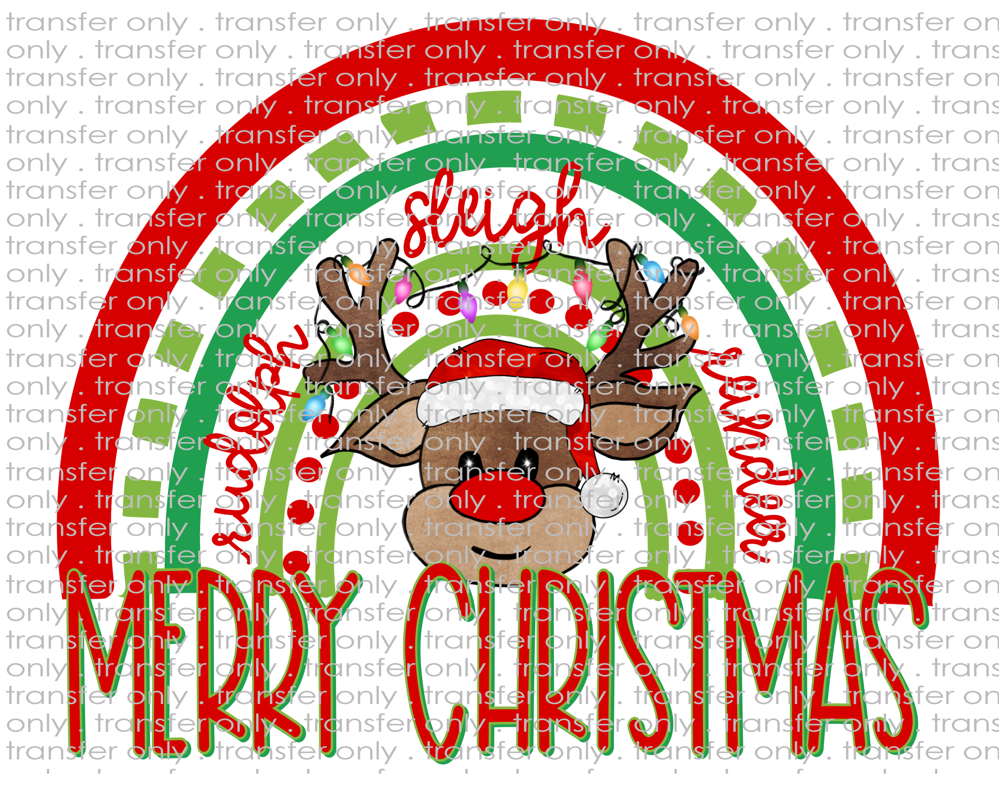 Reindeer Christmas Rainbow - Waterslide, Sublimation Transfers