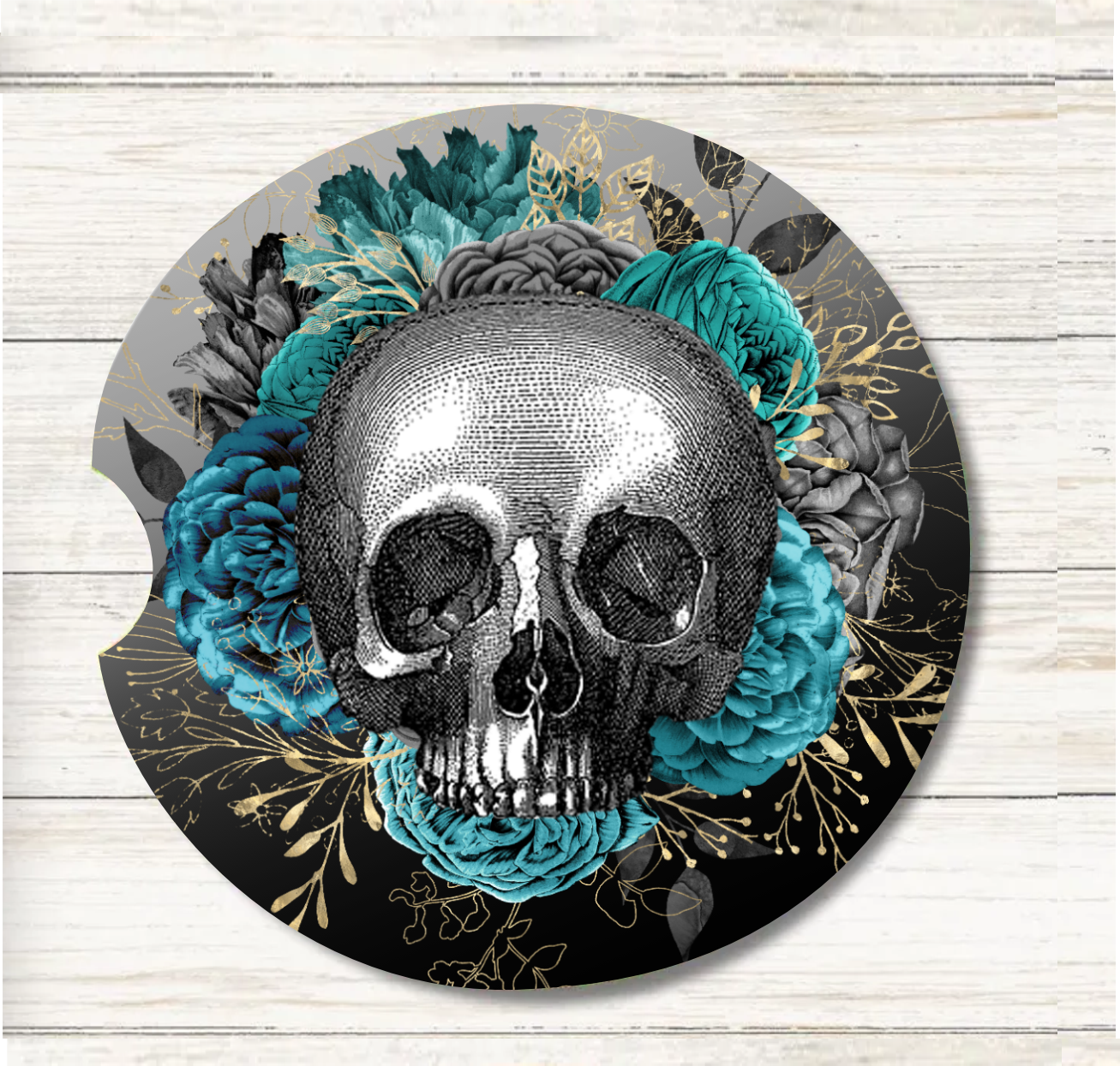Floral Skull - Car Coaster & Keychain Transfer