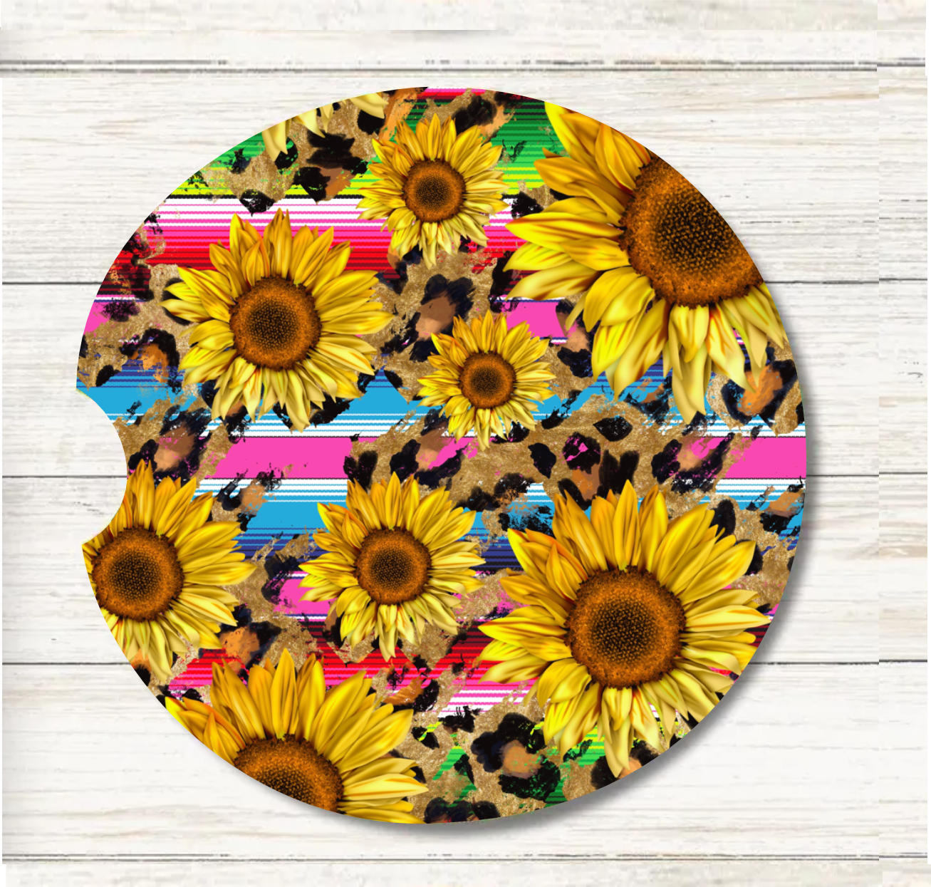 Sunflower & Serape - Car Coaster & Keychain Transfer