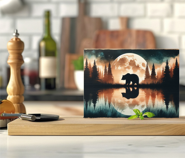 Black Bear & Reflection - Cutting Board - Sublimation Transfer