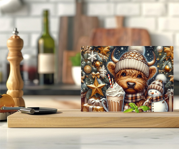 Winter Cow - Cutting Board - Sublimation Transfer