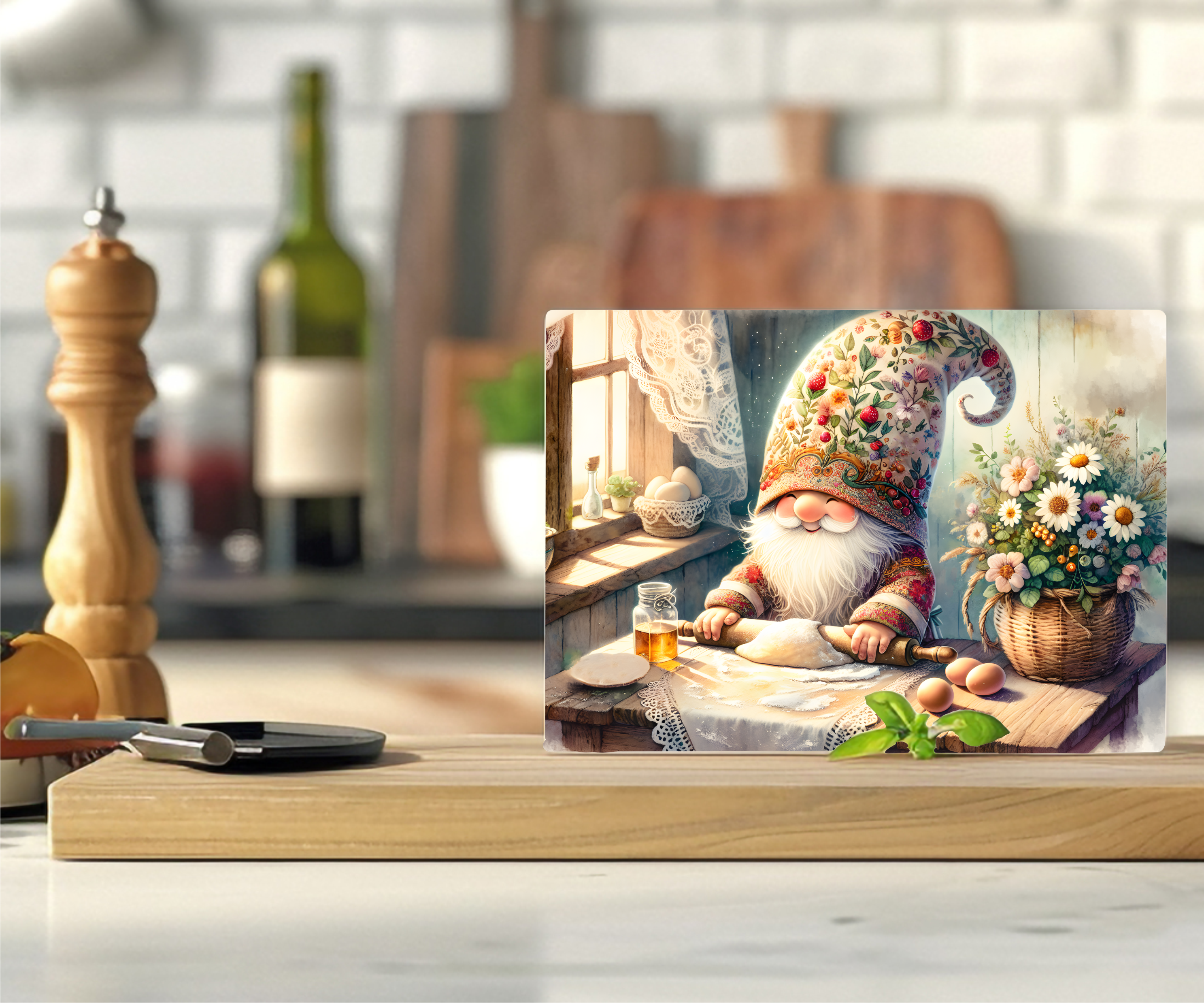 Gnome Rolling Dough - Cutting Board - Sublimation Transfer