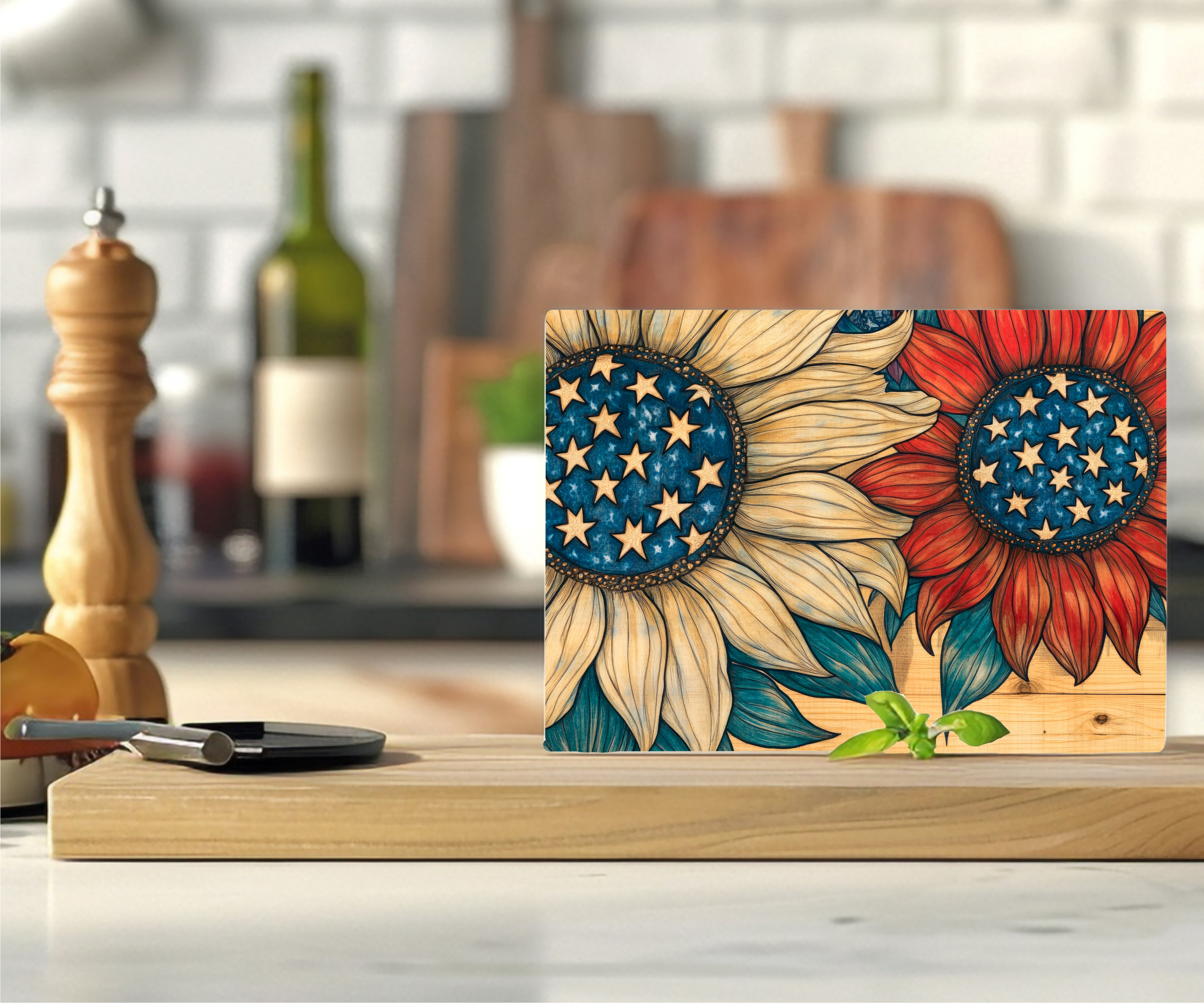 Patriotic Flowers - Cutting Board - Sublimation Transfer
