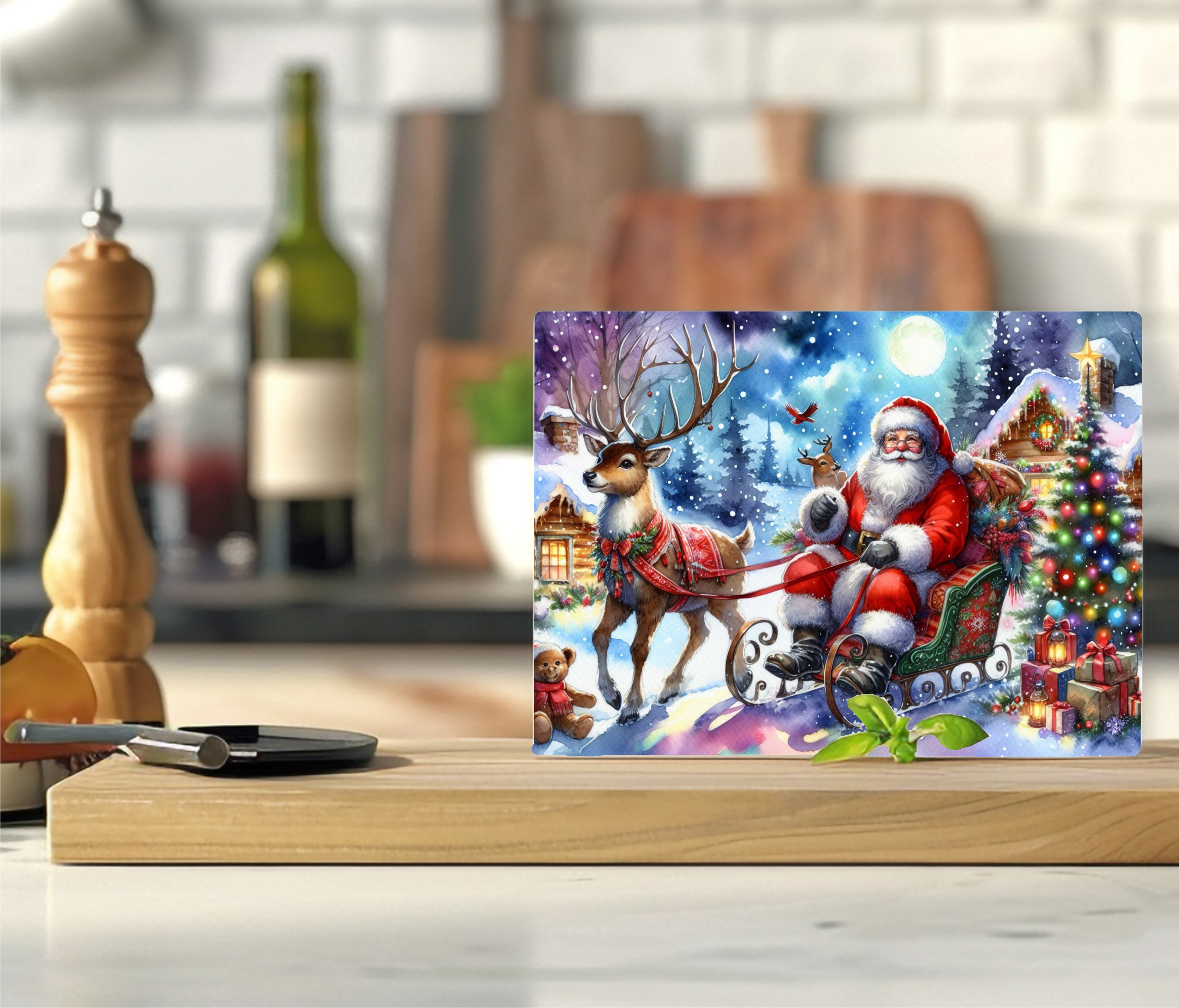 Santa Scene - Cutting Board - Sublimation Transfer
