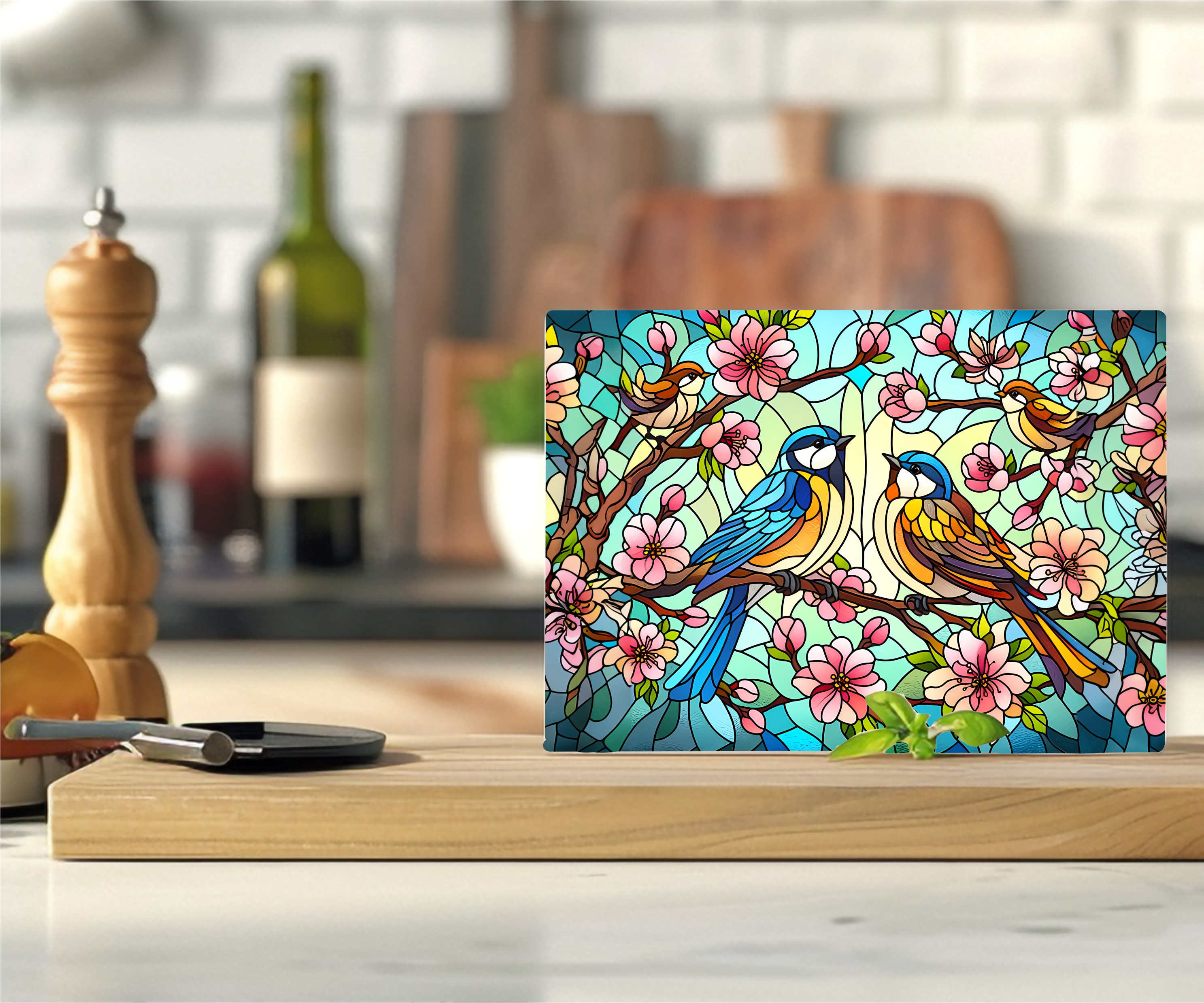 Stained Glass Birds - Cutting Board - Sublimation Transfer