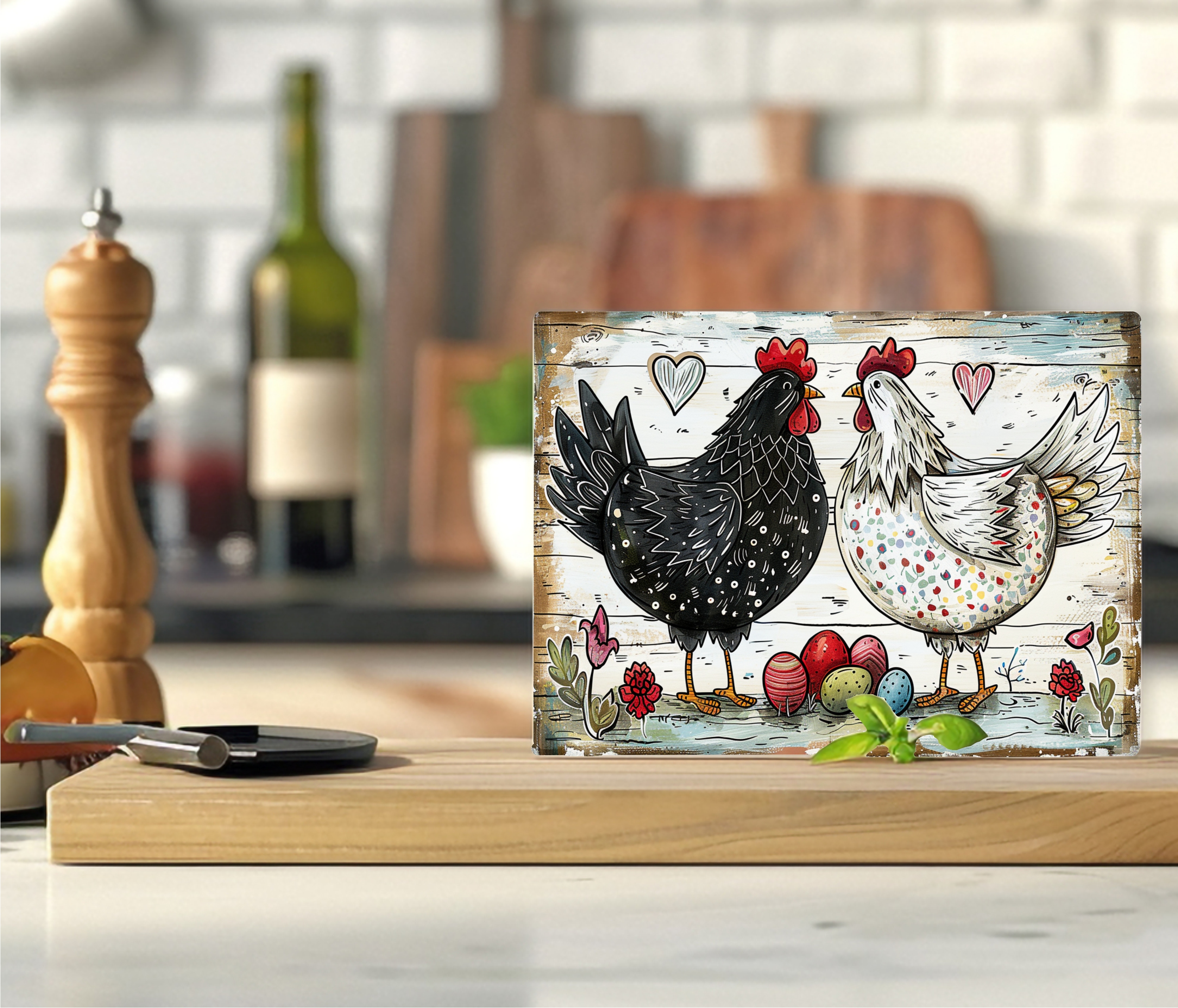 Farmhouse Chickens - Cutting Board - Sublimation Transfer
