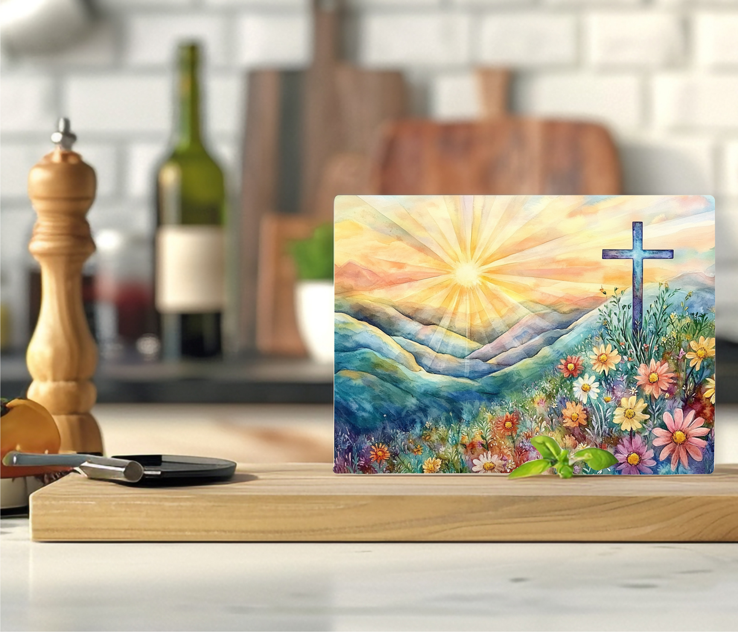 Cross In The Valley - Cutting Board - Sublimation Transfer