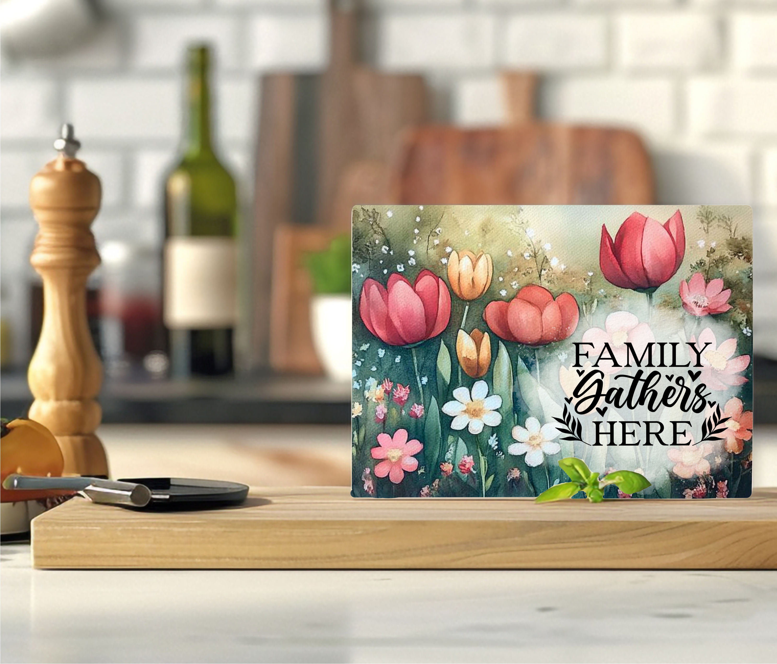 Family Gathers Here - Cutting Board - Sublimation Transfer