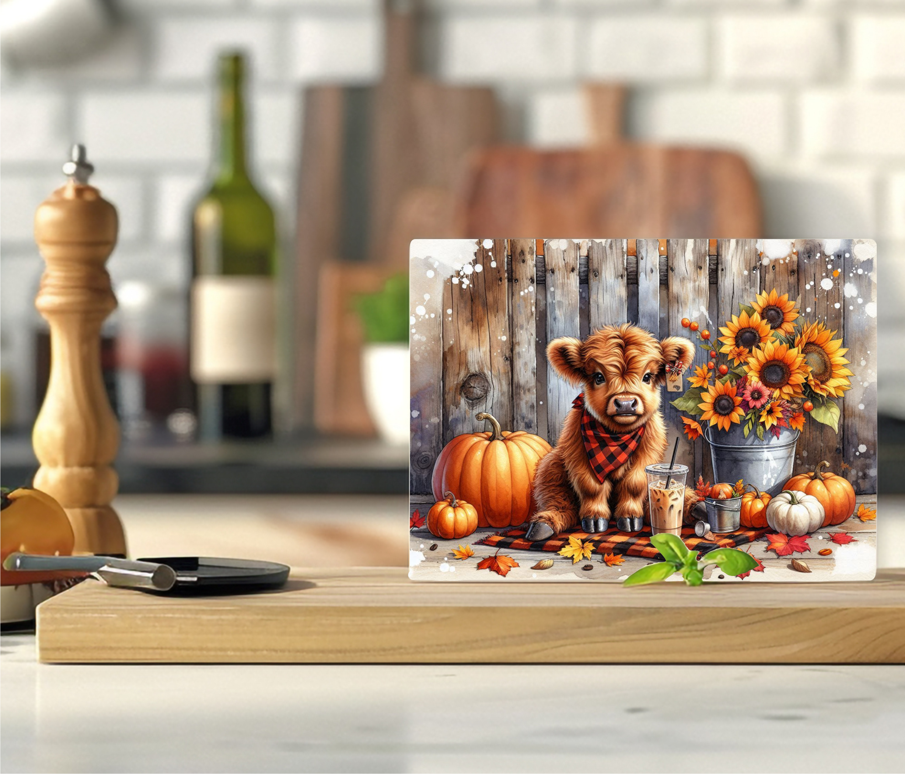 Autumn Country Cow - Cutting Board - Sublimation Transfer