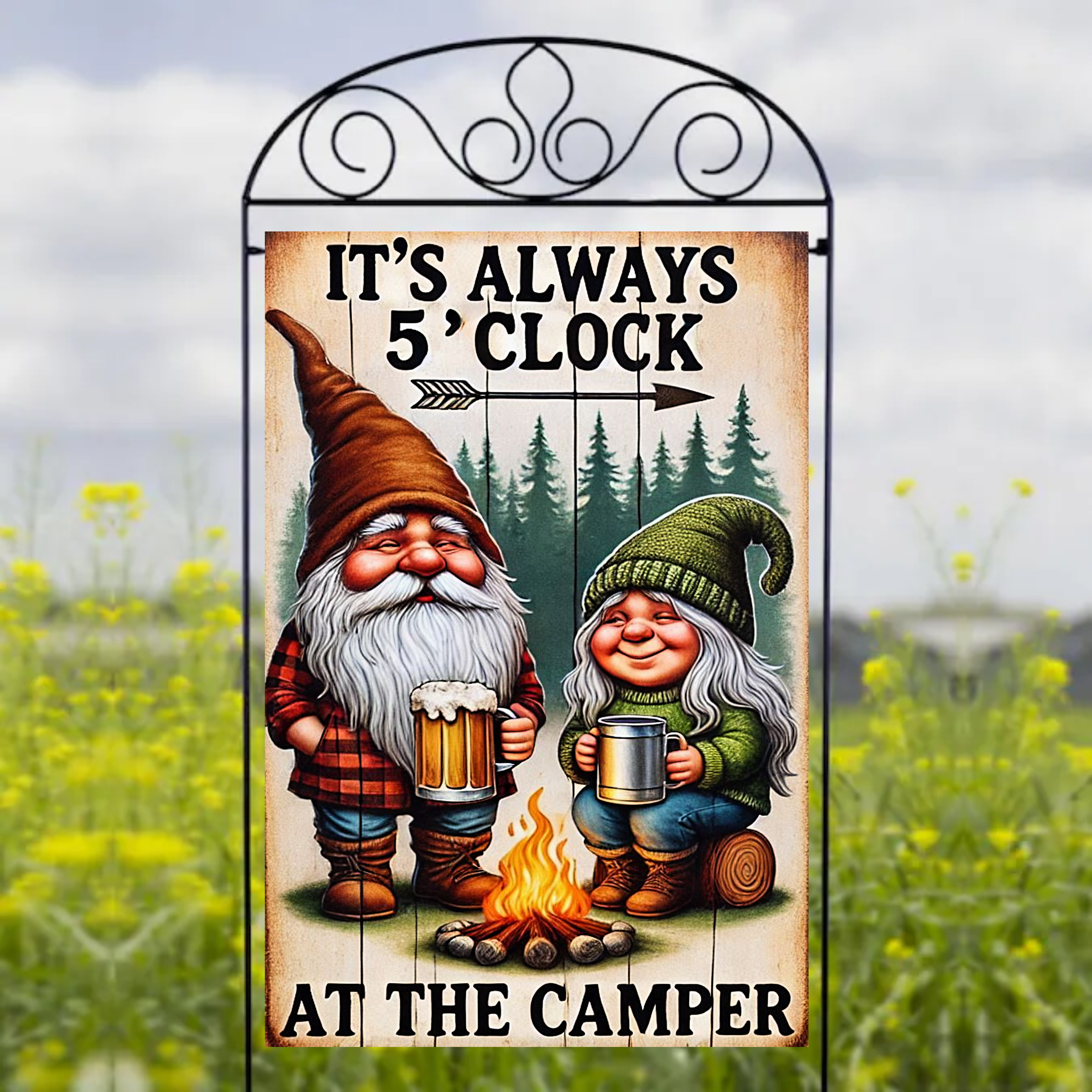 It's Always 5 o'clock At The Camper  - Garden Flag Sublimation Transfers