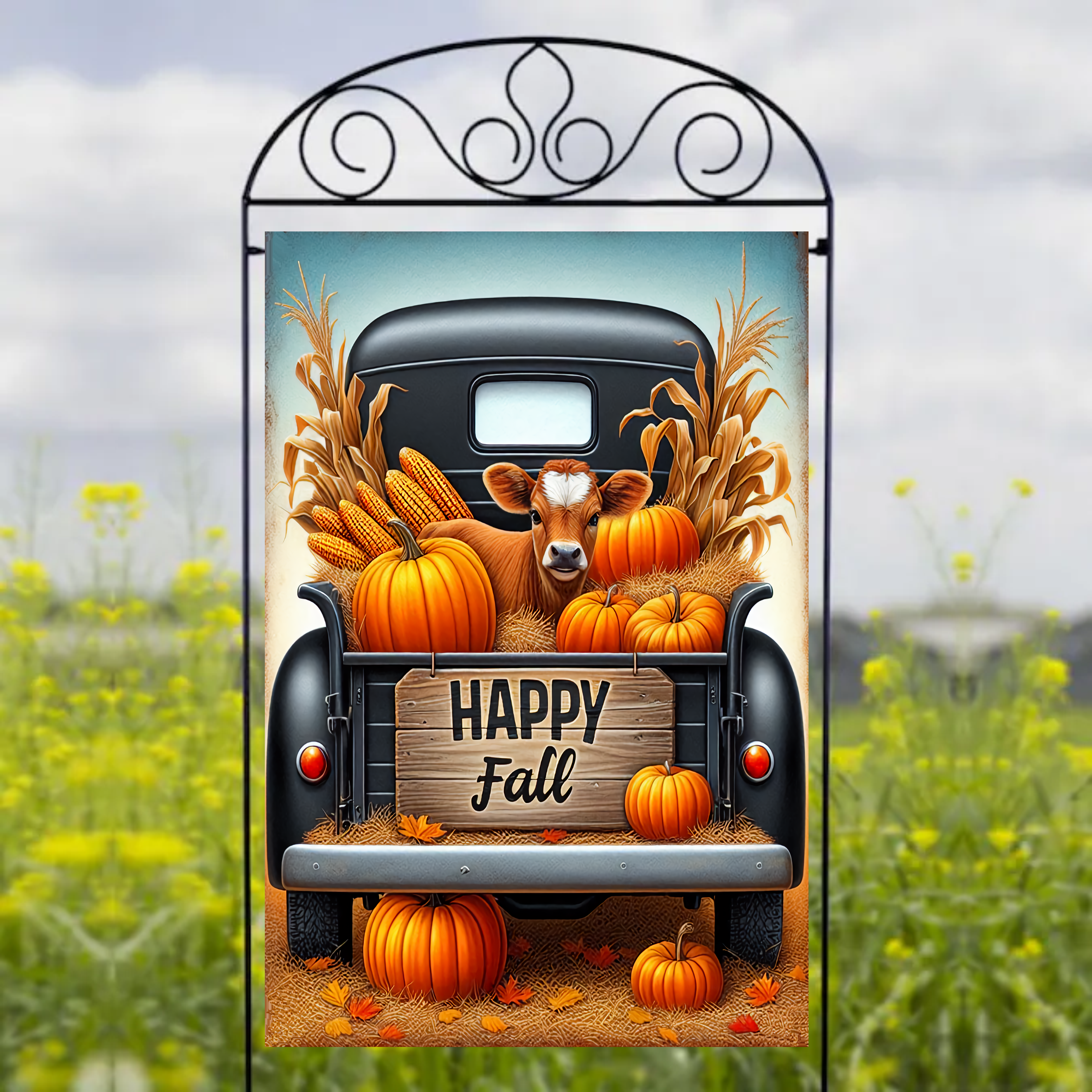 Hello Fall Vintage Truck - Garden Flag Sublimation Transfers