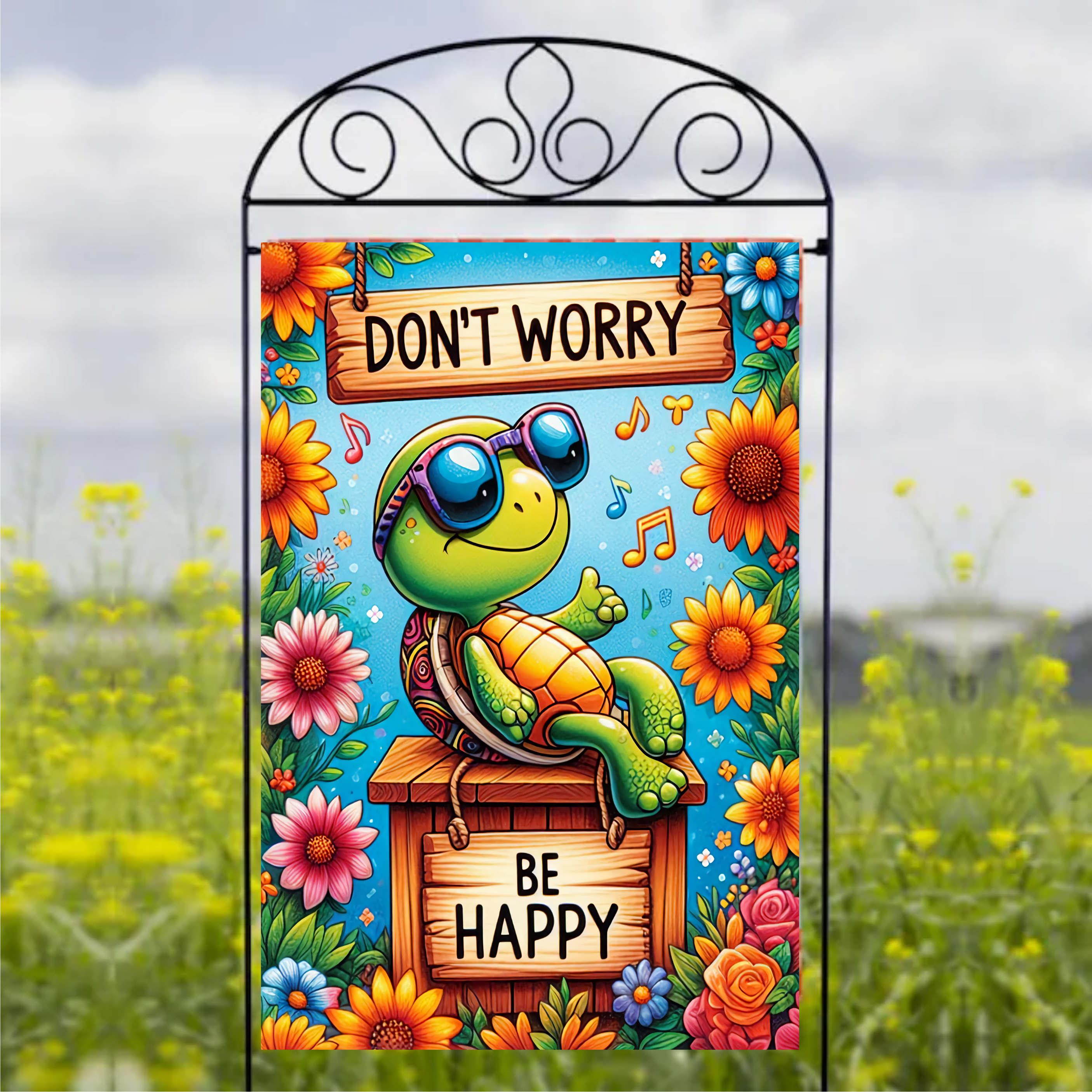 Don't Worry Be Happy - Garden Flag Sublimation Transfers
