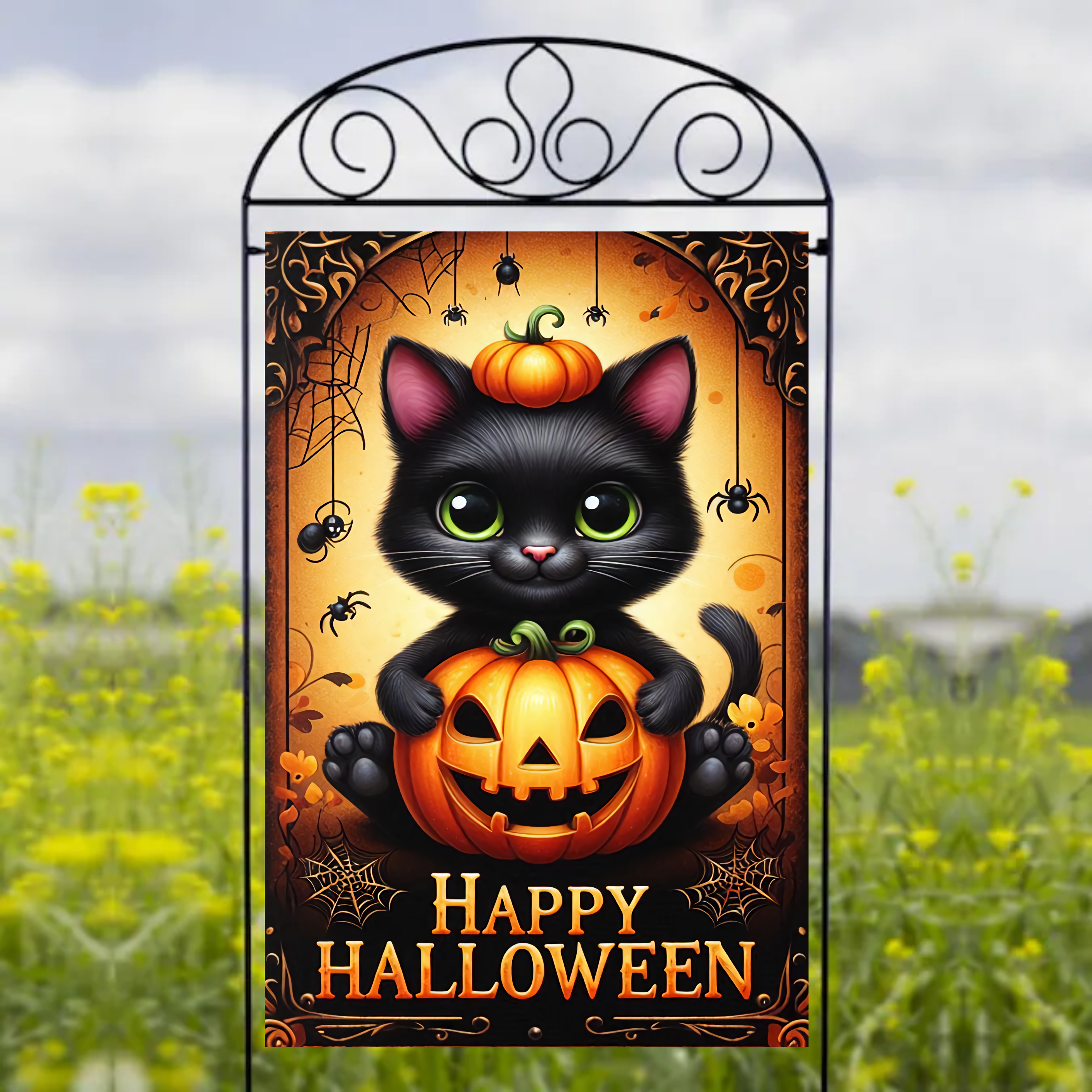Halloween Black Cat - Garden Flag Sublimation Transfers