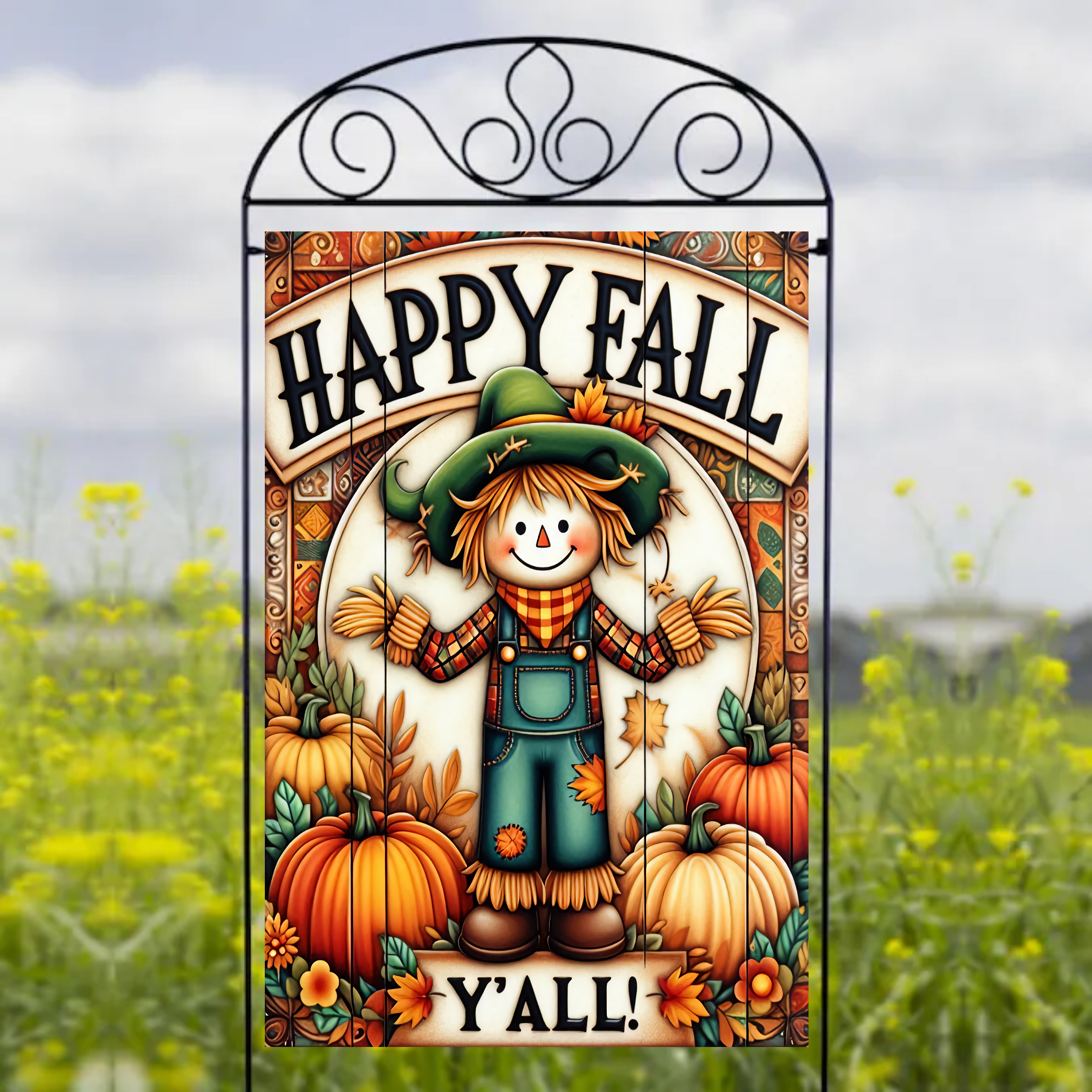 Happy Fall Y'all Scarecrow - Garden Flag Sublimation Transfers