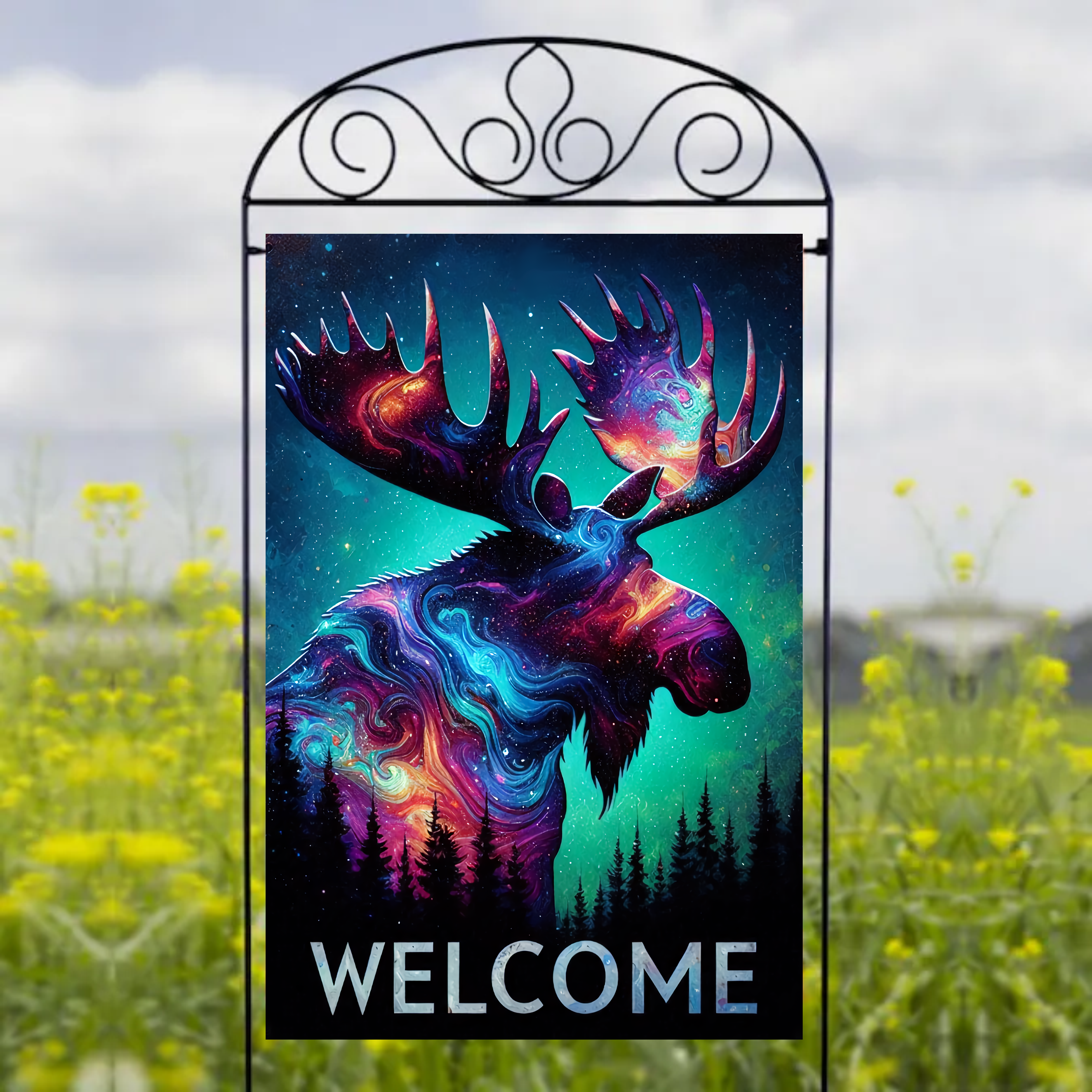 Northern Lights Moose - Garden Flag Sublimation Transfers