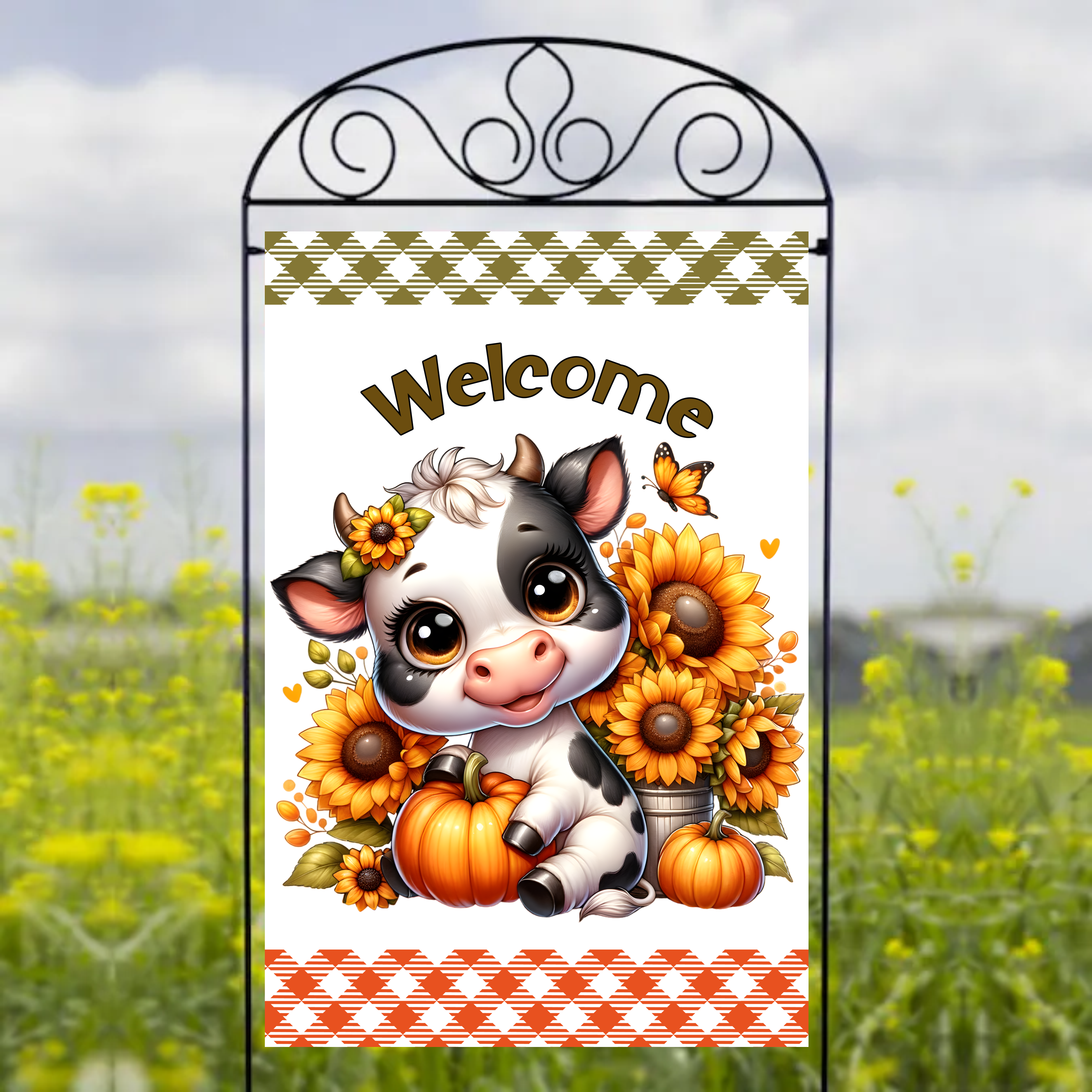 Fall Baby Cow - Garden Flag Sublimation Transfers