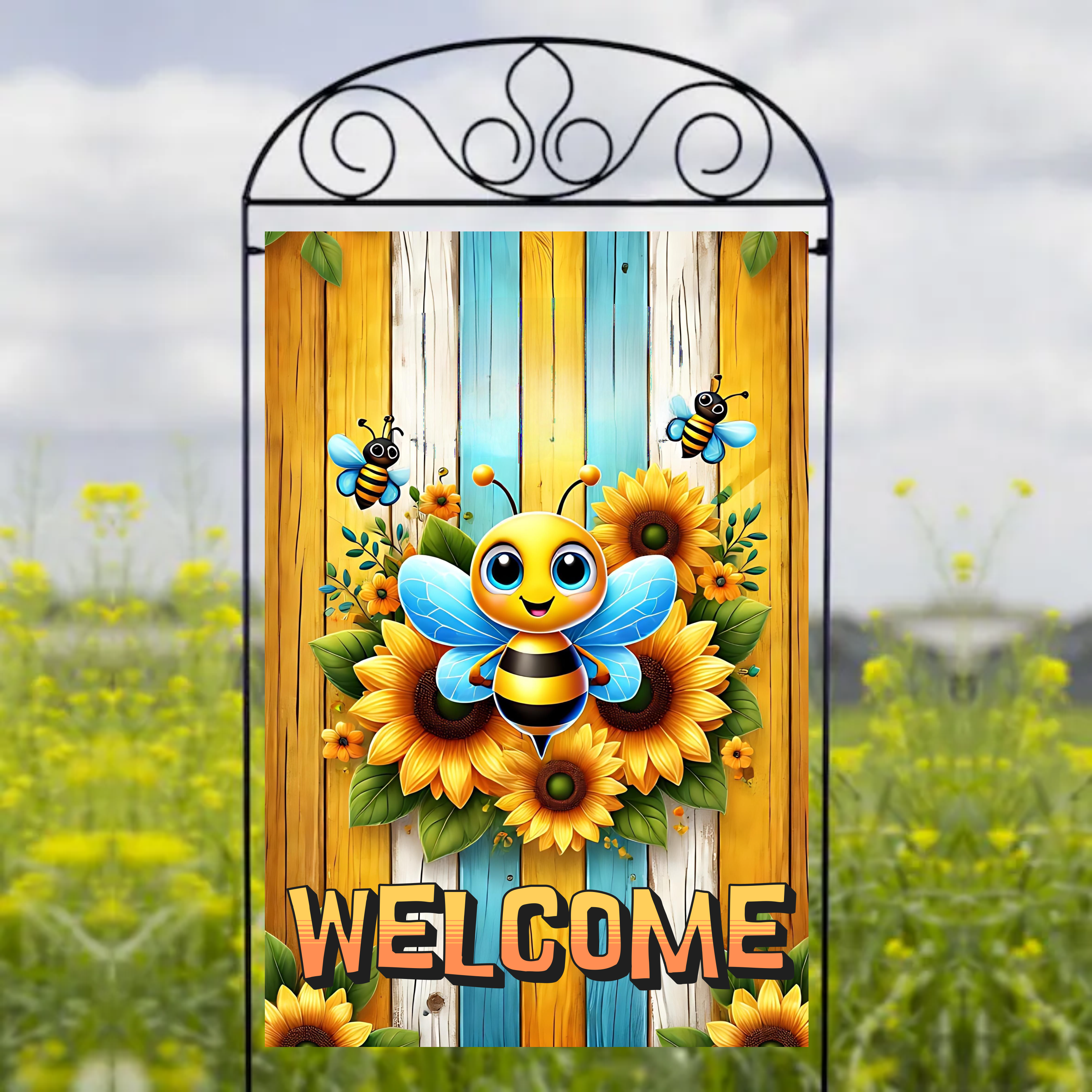 Welcome Honey Bee - Garden Flag Sublimation Transfers