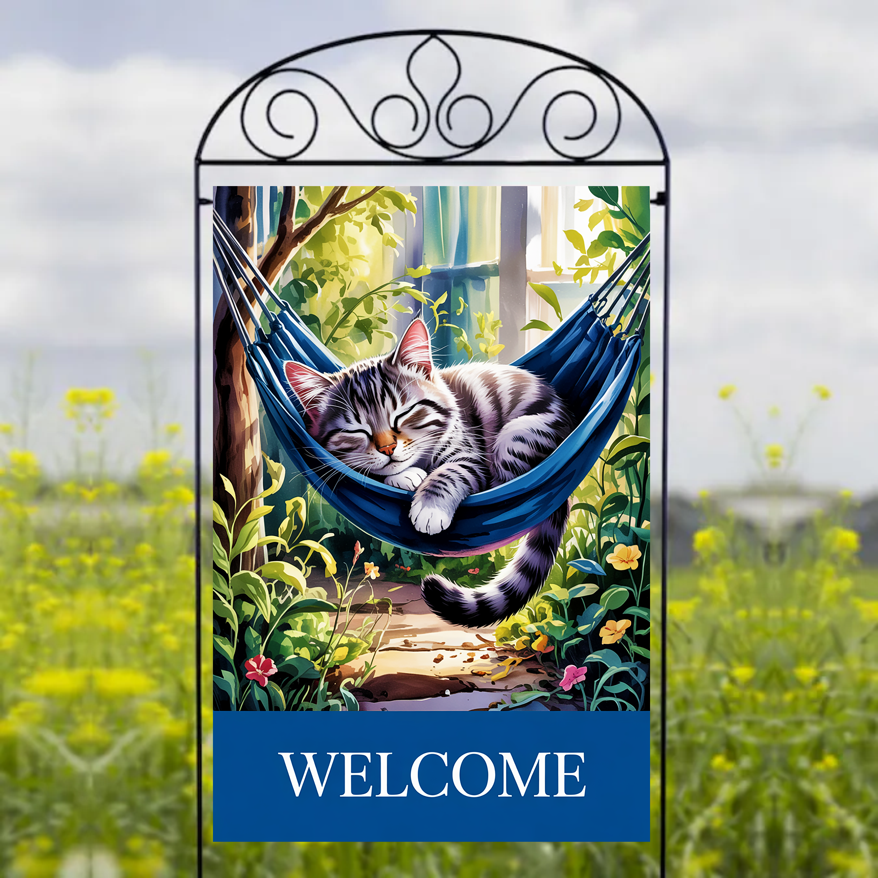 Snoozing Cat - Garden Flag Sublimation Transfers