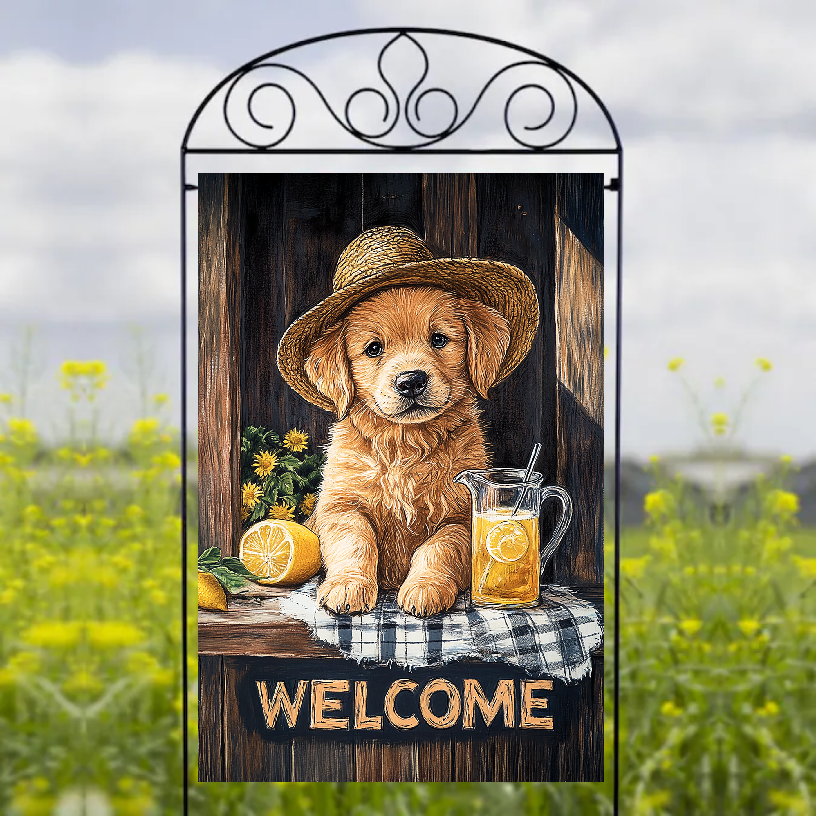 Summertime Puppy - Garden Flag Sublimation Transfers