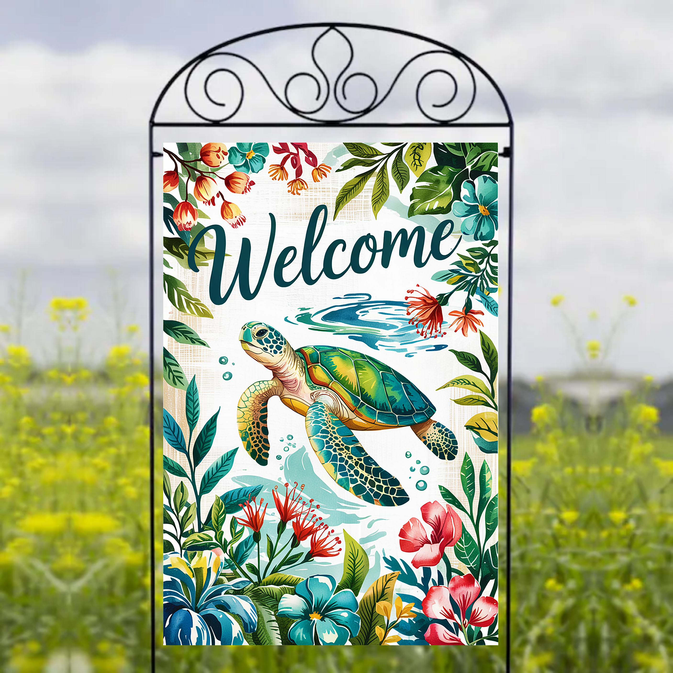 Welcome Sea Turtle - Garden Flag Sublimation Transfers