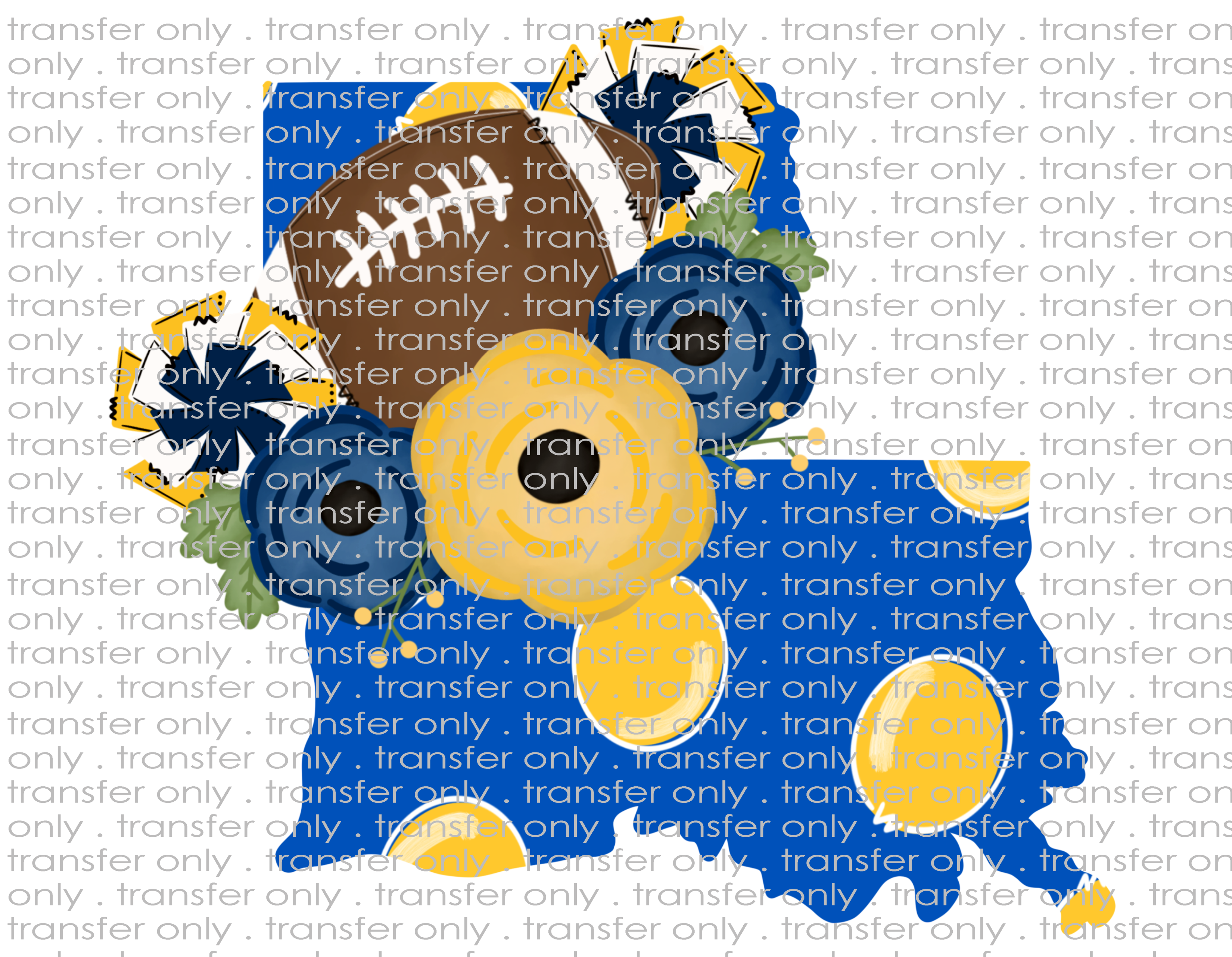 Louisiana Blue/Gold - Waterslide, Sublimation Transfers