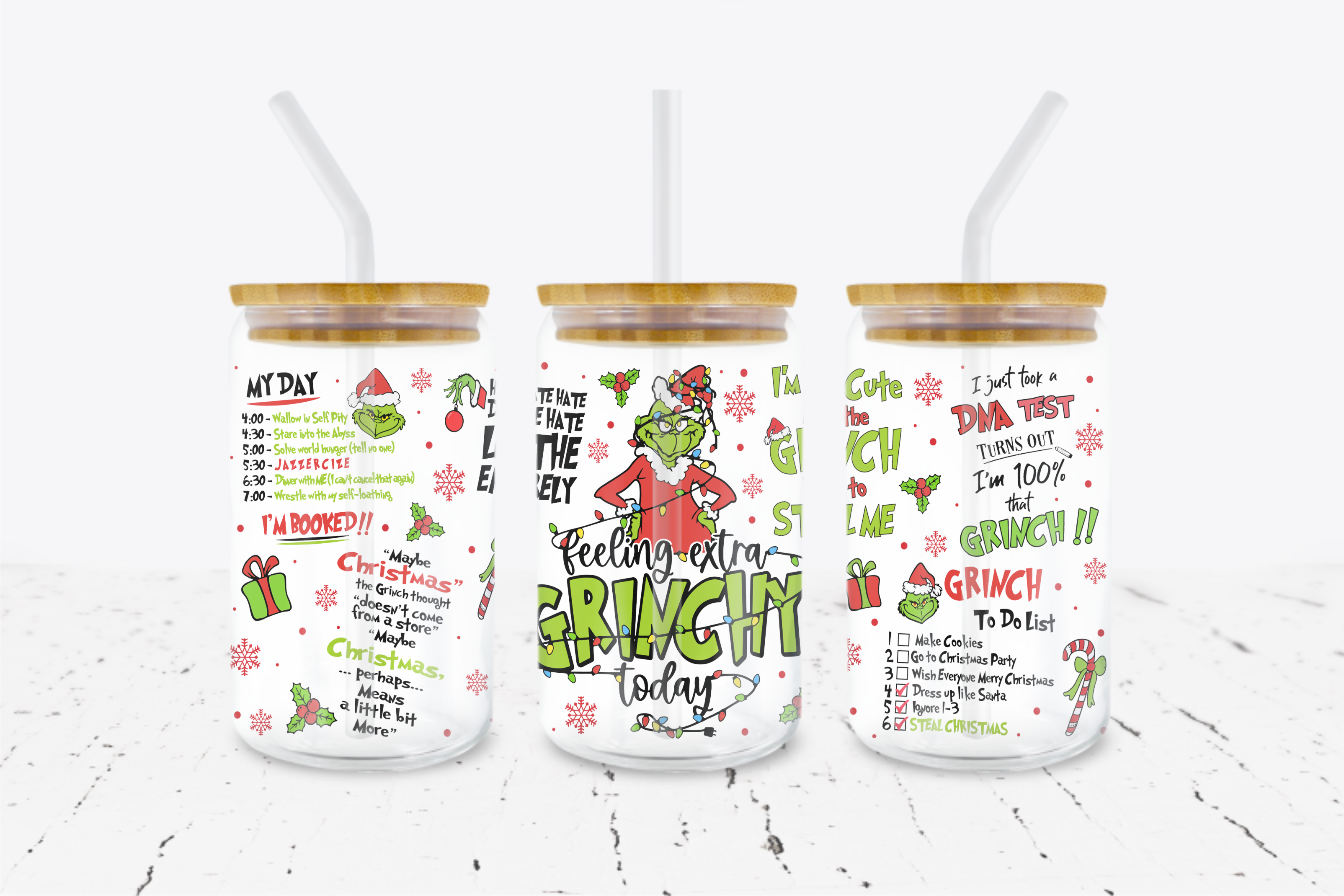 Christmas Character - 16 oz Libbey Glass Can Wrap