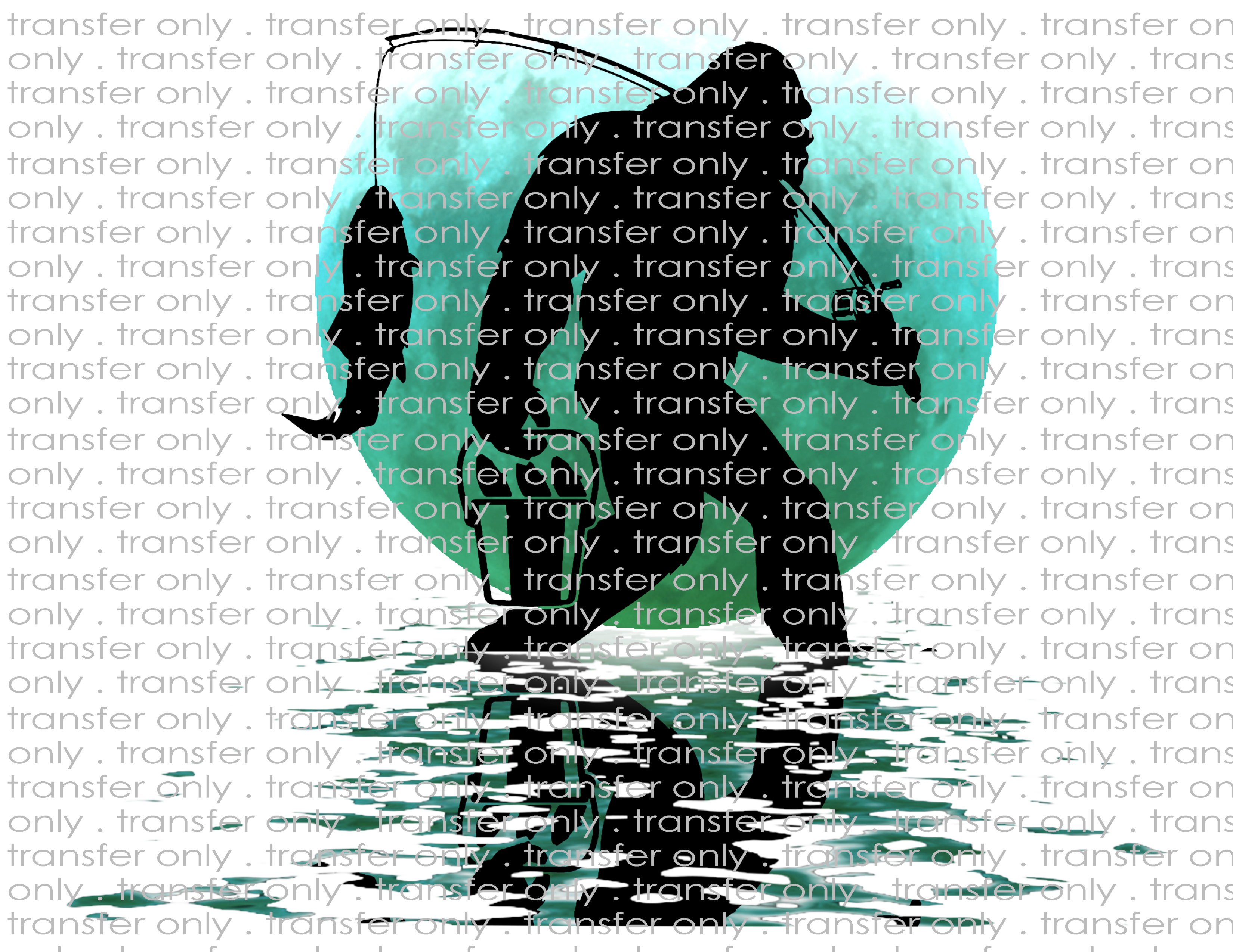 Bigfoot Fishing - Waterslide, Sublimation Transfers