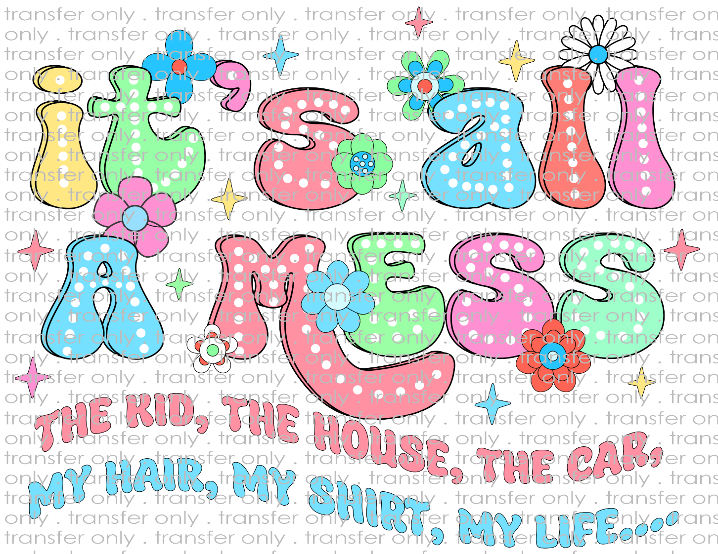 It's All A Mess - Waterslide, Sublimation Transfers