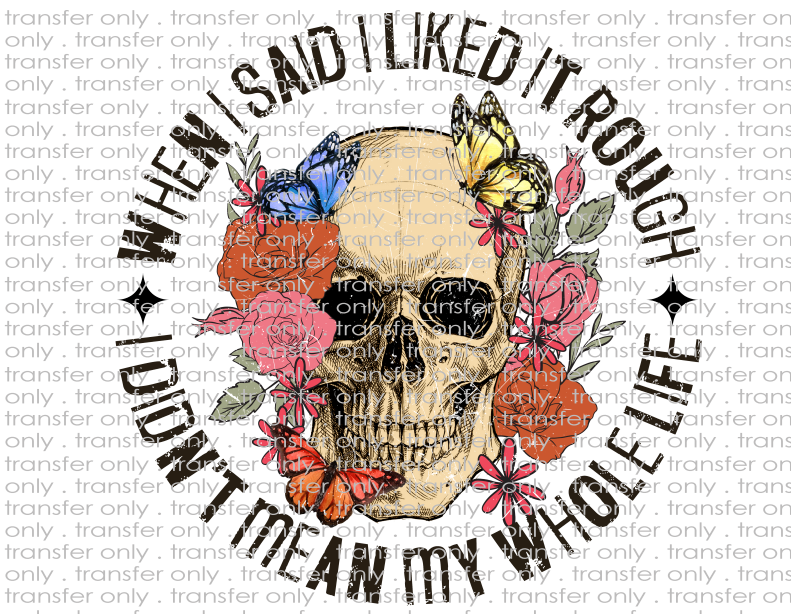 When I Said I Liked It Rough, I Didn't Mean My Whole Life - Waterslide, Sublimation Transfers