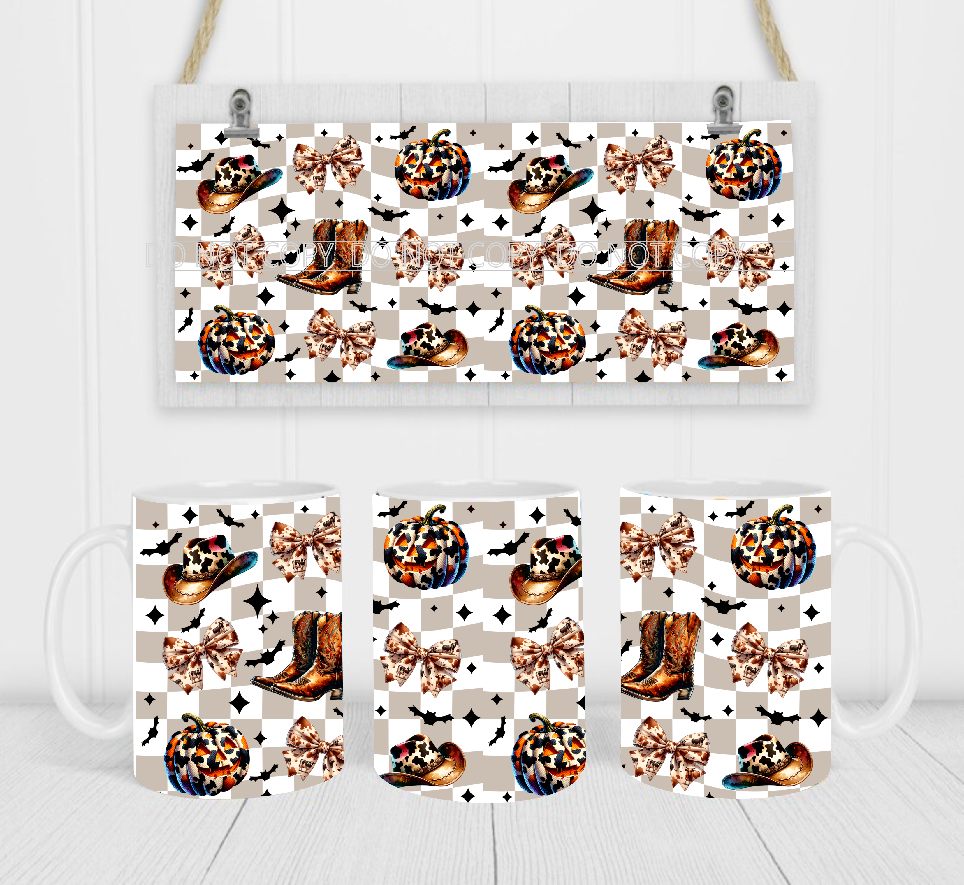 Cowboy Halloween - Coffee Mug Wrap - Sublimation Transfers