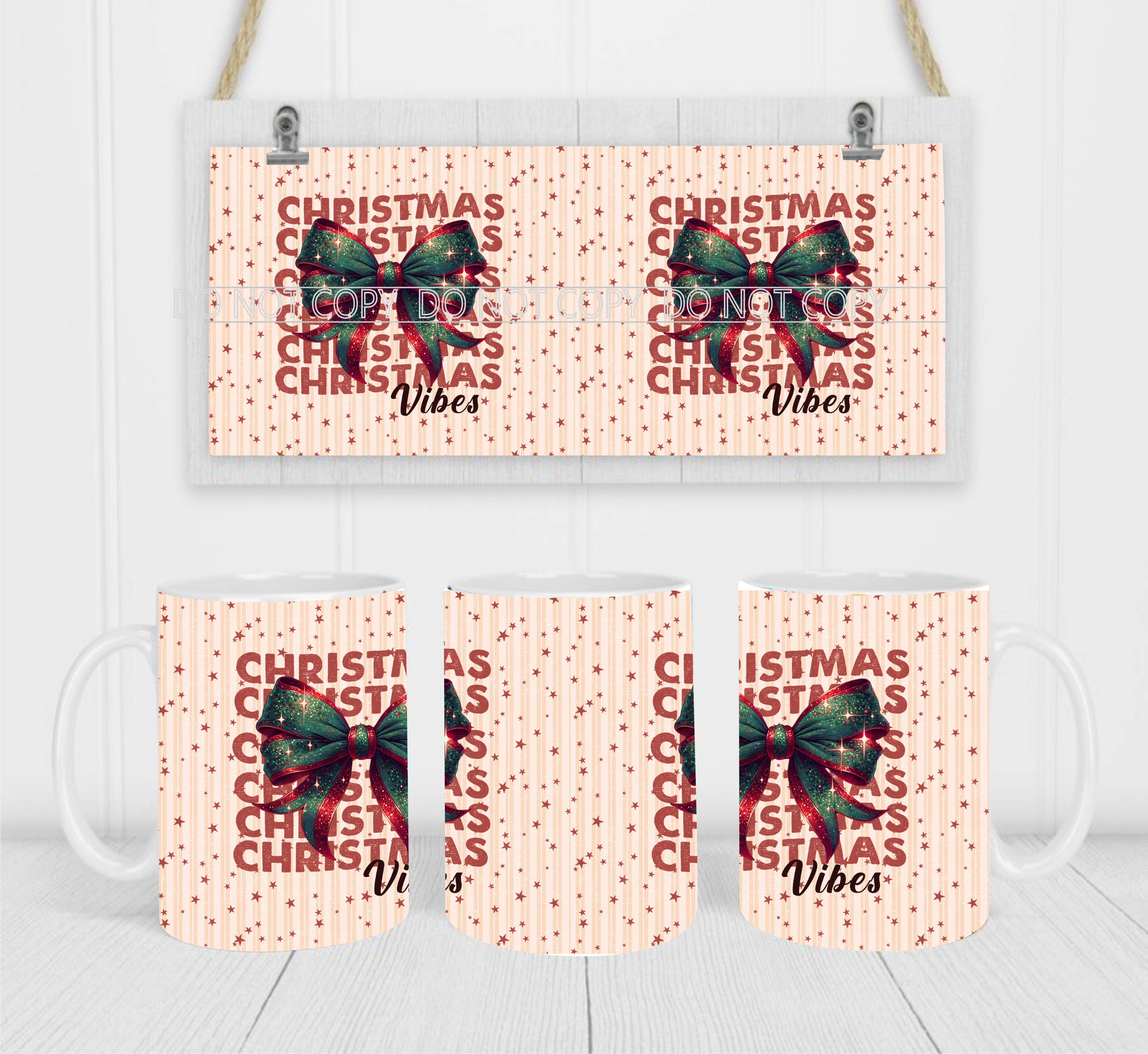 Christmas Vibes - Coffee Mug Wrap - Sublimation Transfers