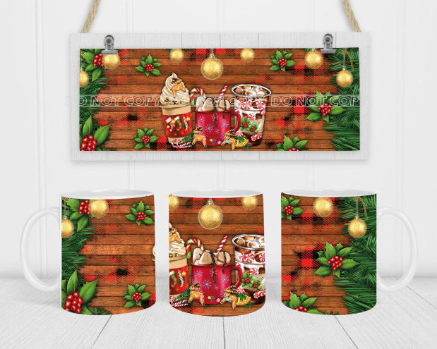 Christmas Cocoa - Coffee Mug Wrap - Sublimation Transfers