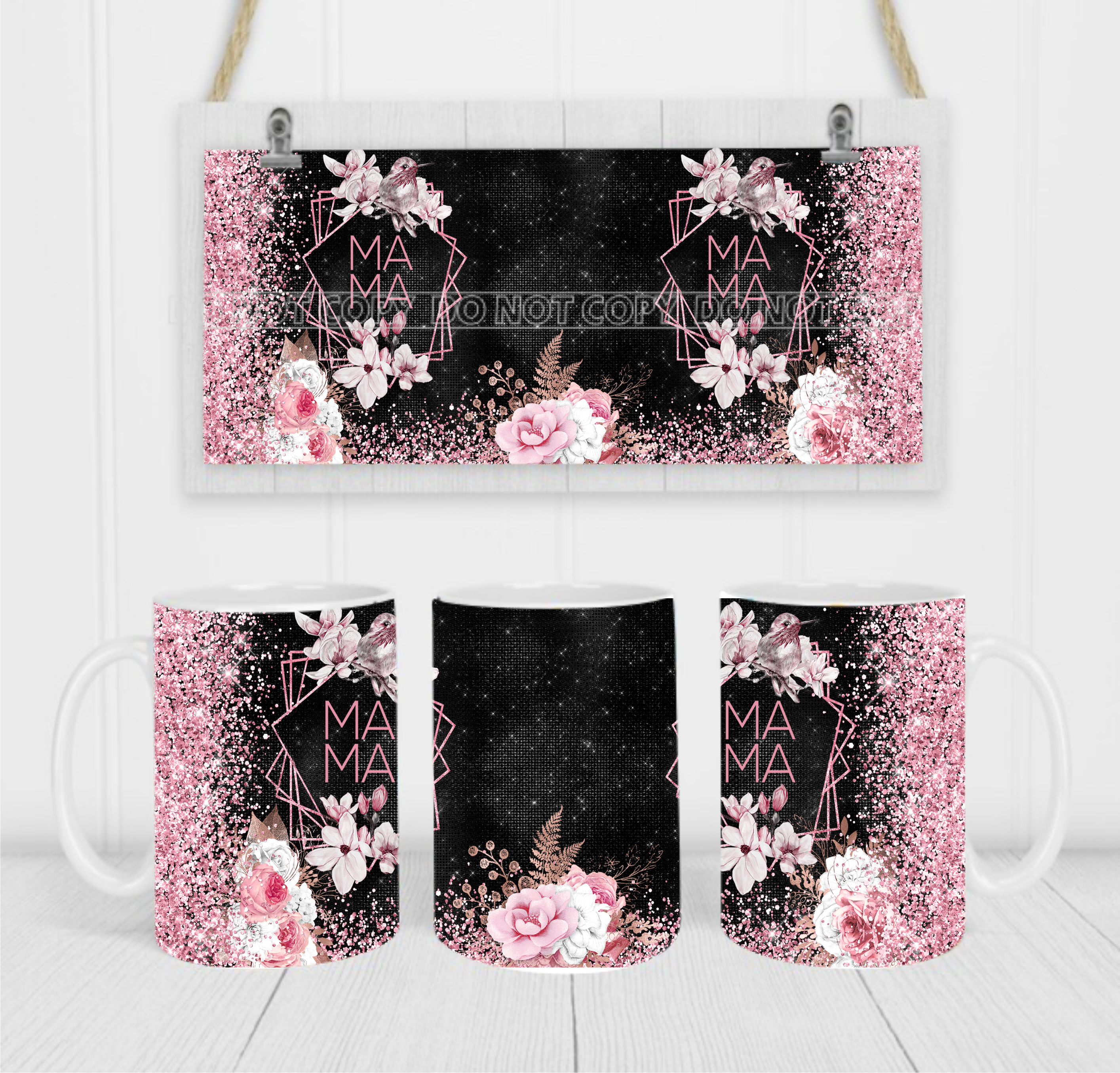 Mama & Faux Texture - Coffee Mug Wrap - Sublimation Transfers