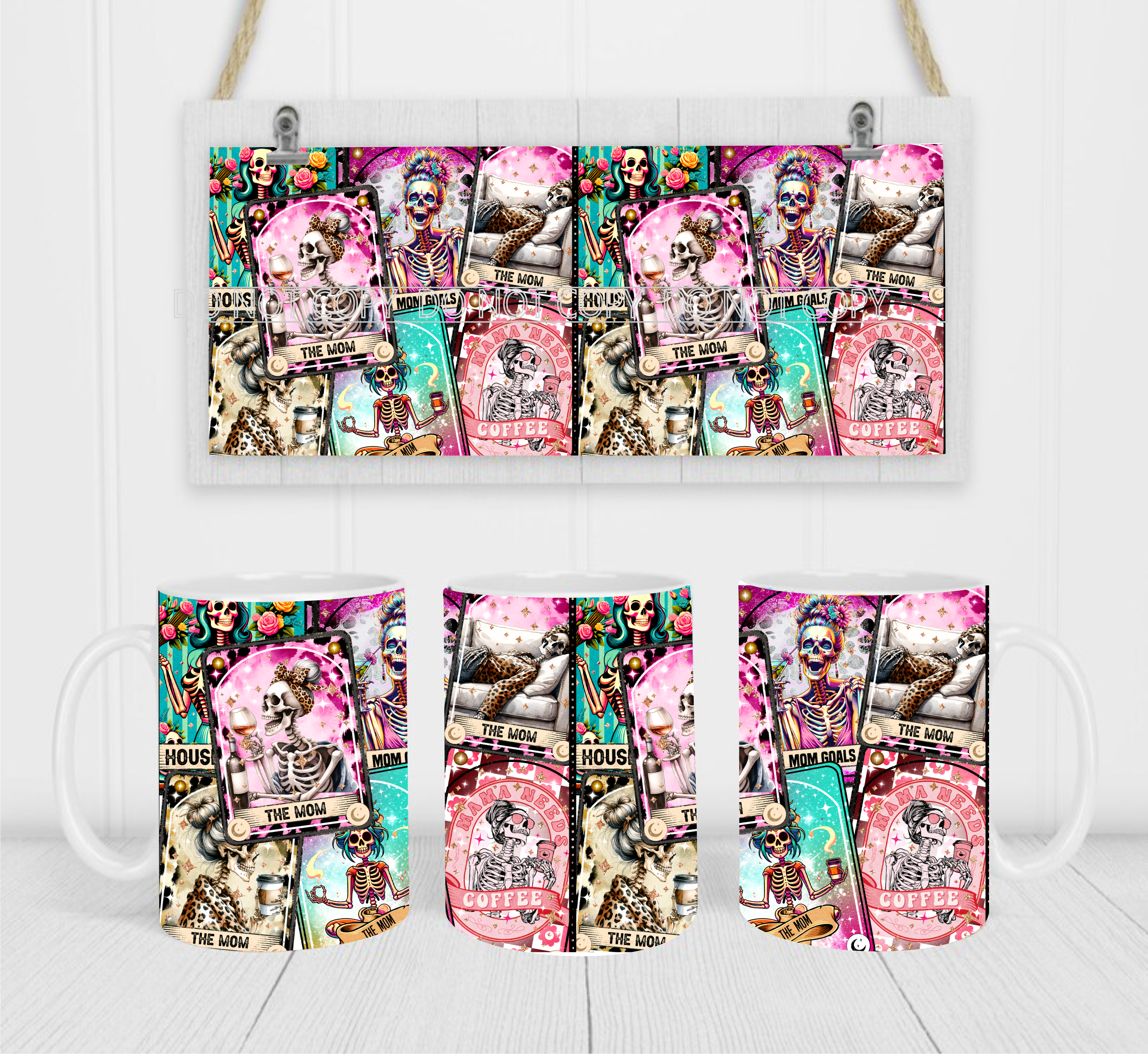 Mom Tarot Cards - Coffee Mug Wrap - Sublimation Transfers