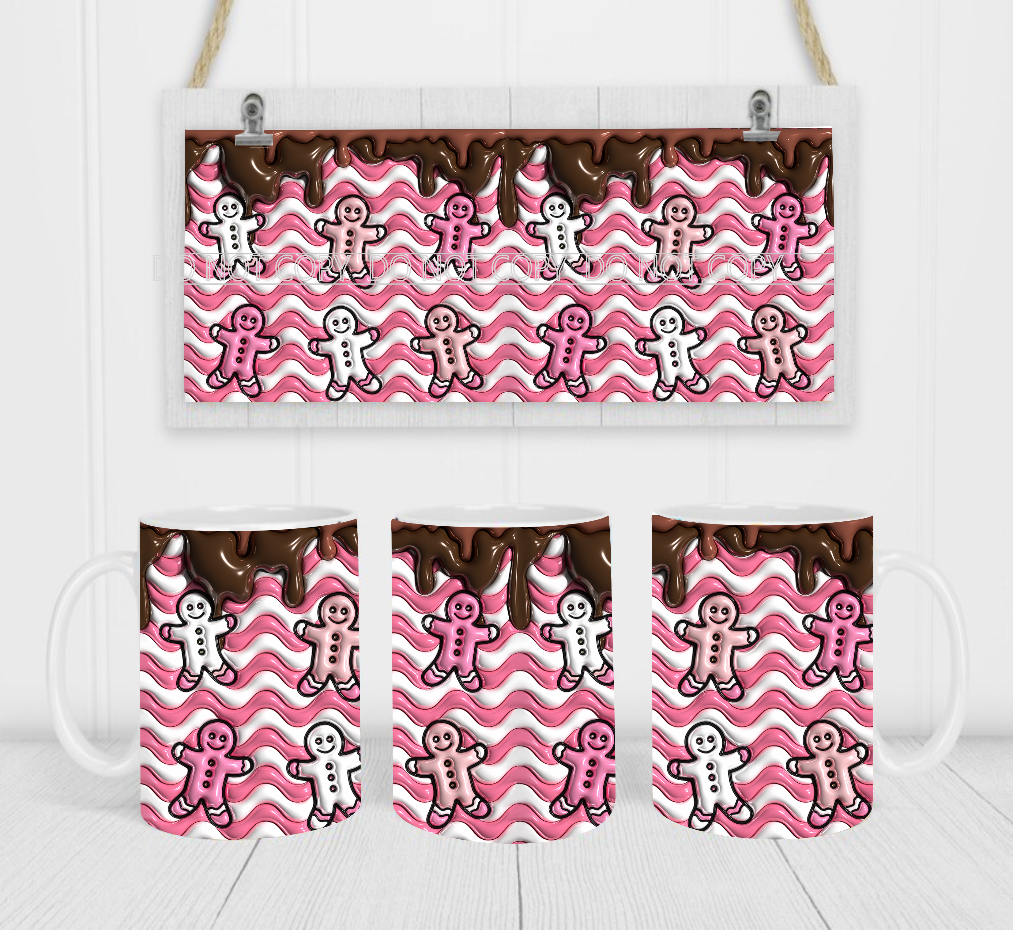 Gingerbread Men - Coffee Mug Wrap - Sublimation Transfers