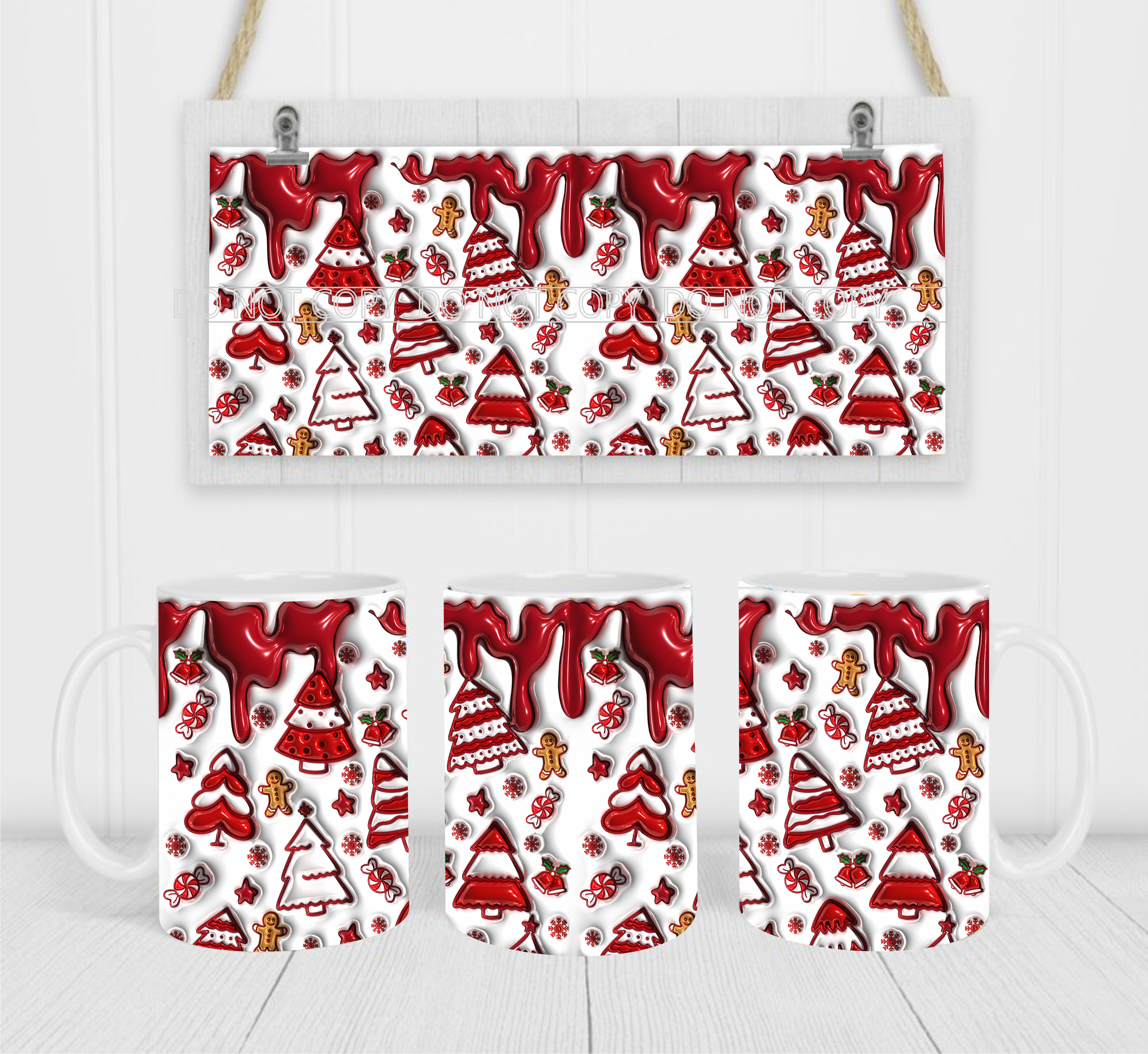 Christmas Trees - Coffee Mug Wrap - Sublimation Transfers