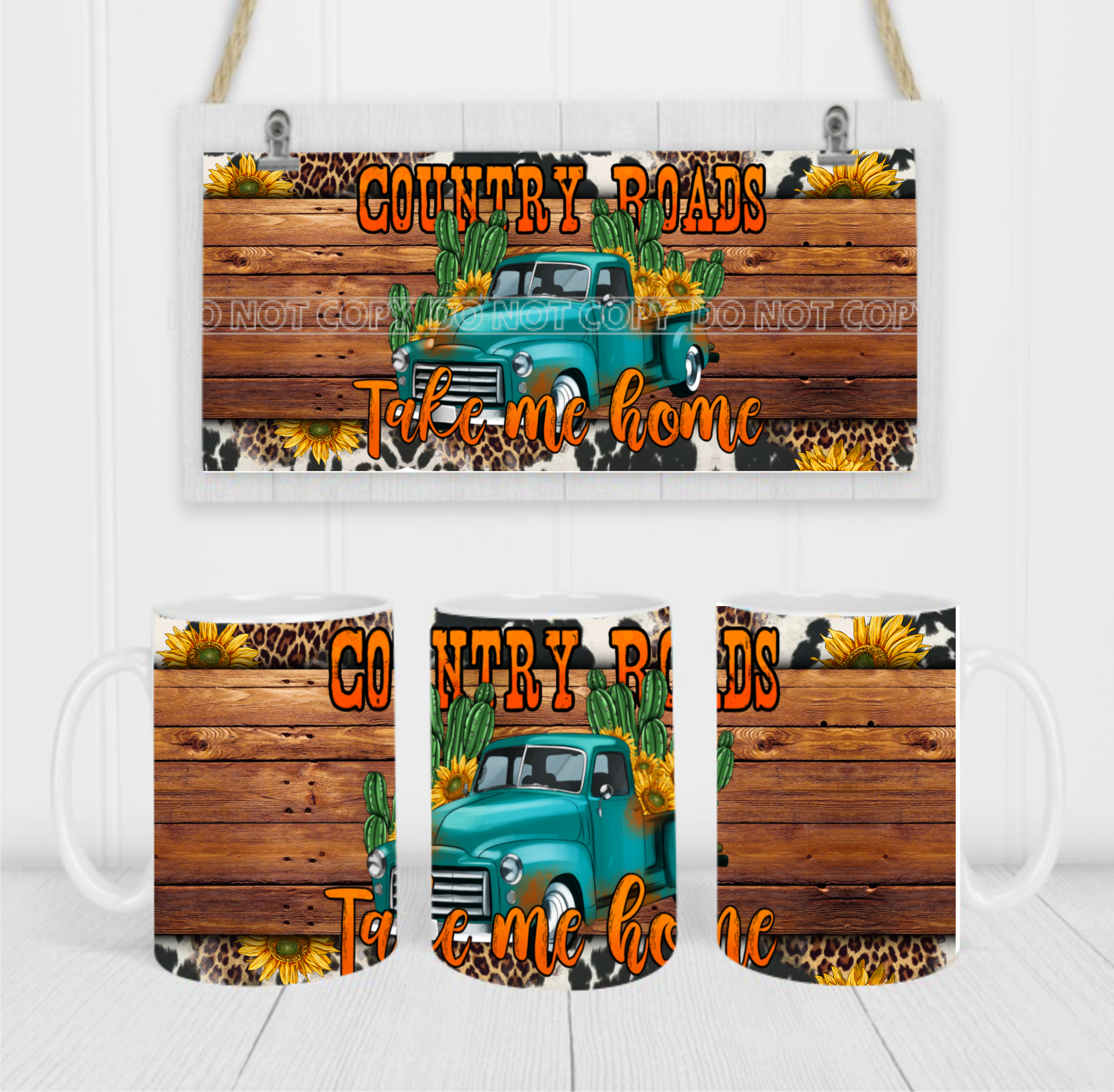 Country Road Take Me Home - Coffee Mug Wrap - Sublimation Transfers
