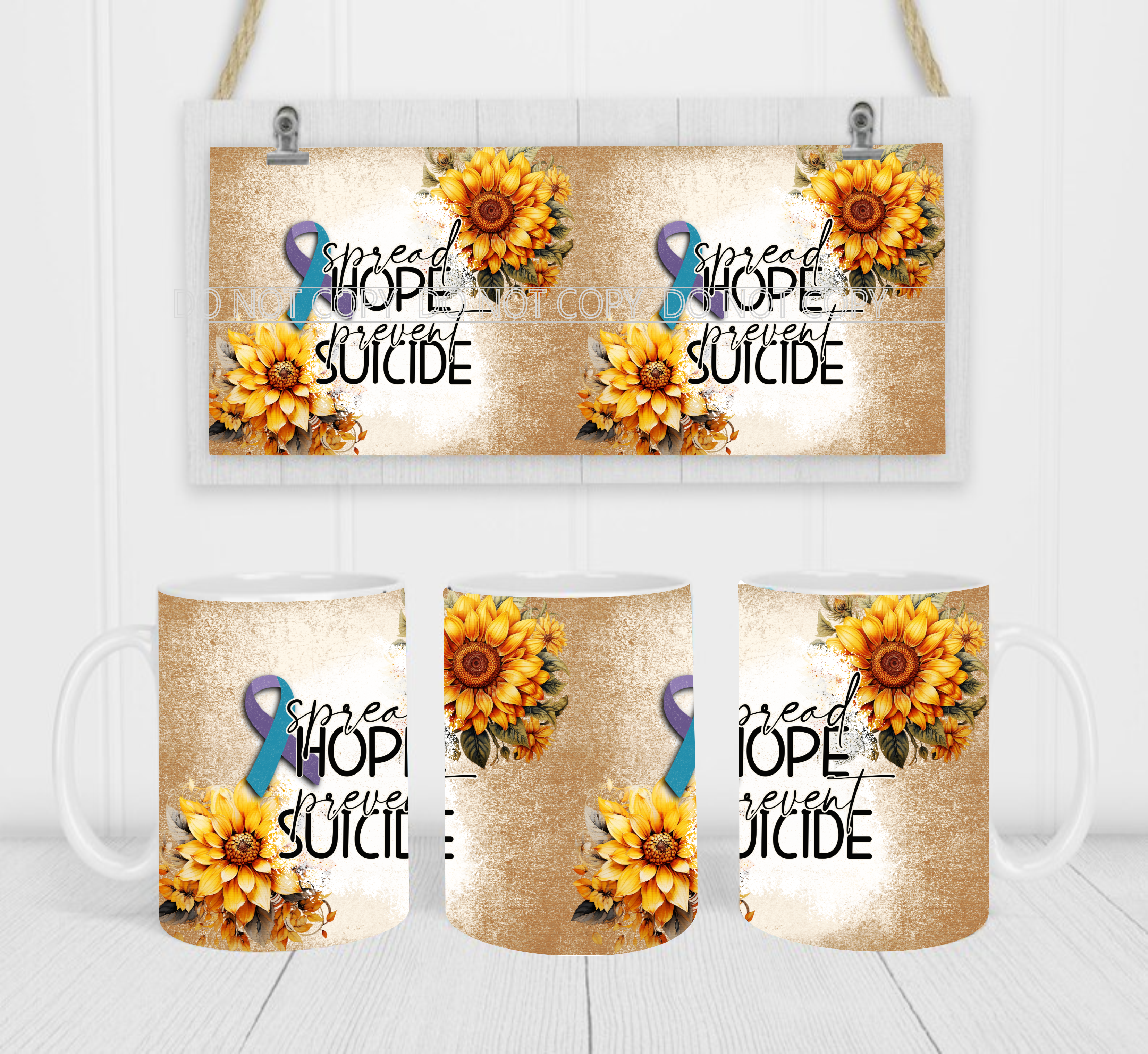 Spread Hope, Prevent Suicide - Coffee Mug Wrap - Sublimation Transfers