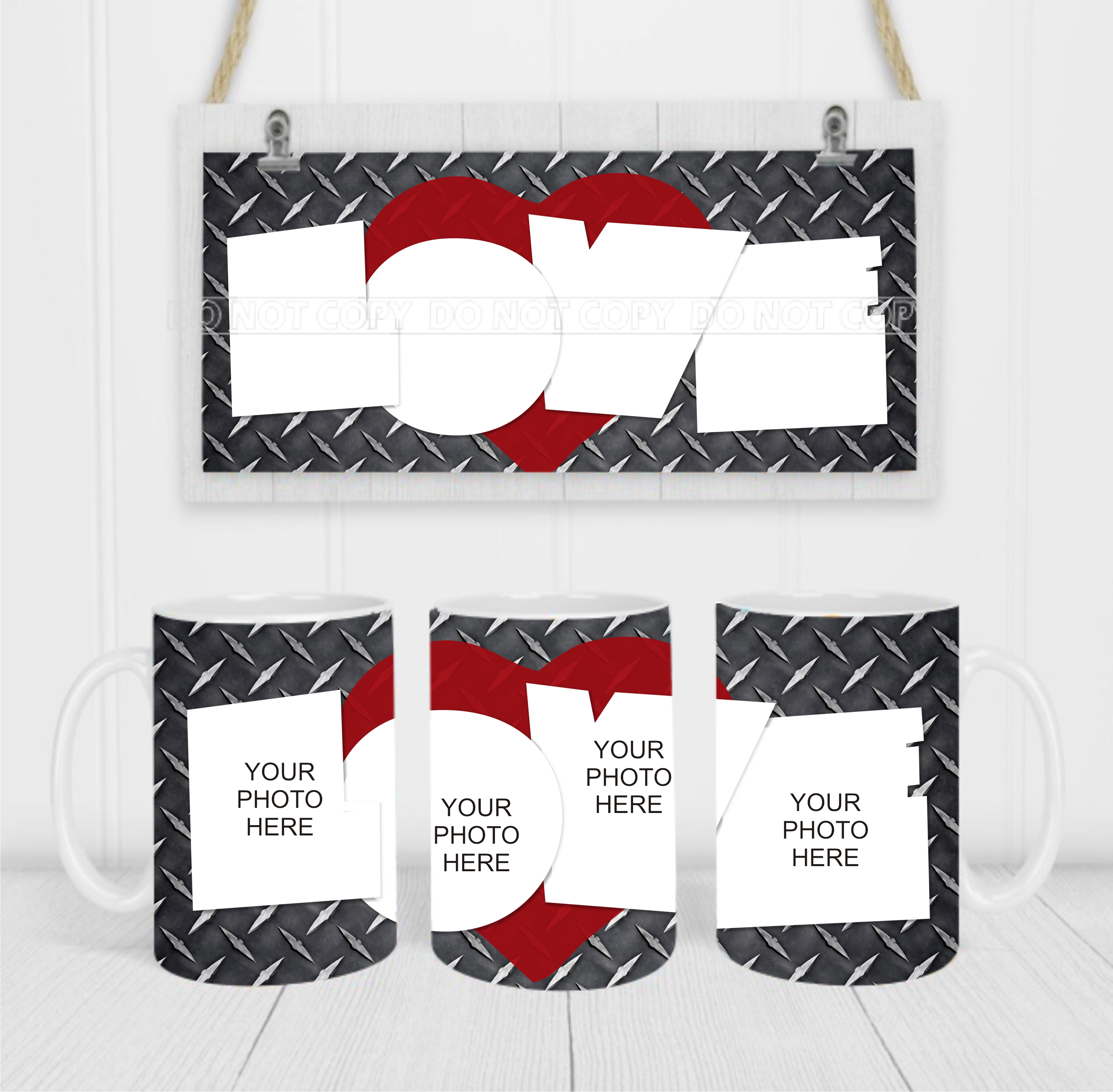 4 Photo Valentine's - Coffee Mug Wrap - Sublimation Transfers