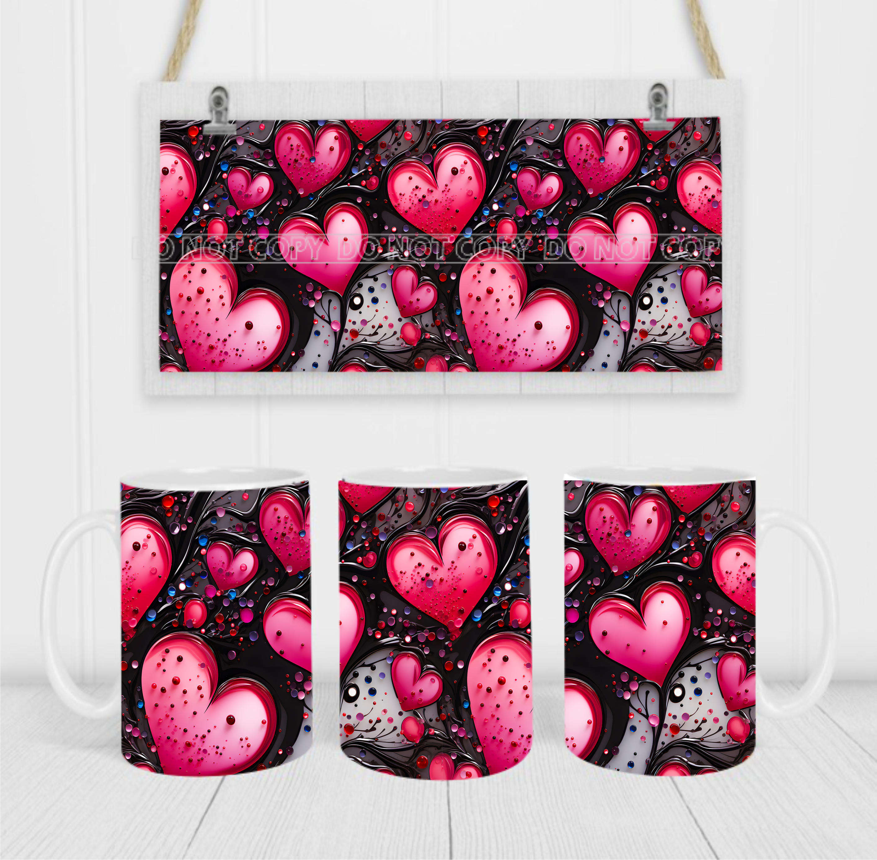 Hearts - Coffee Mug Wrap - Sublimation Transfers