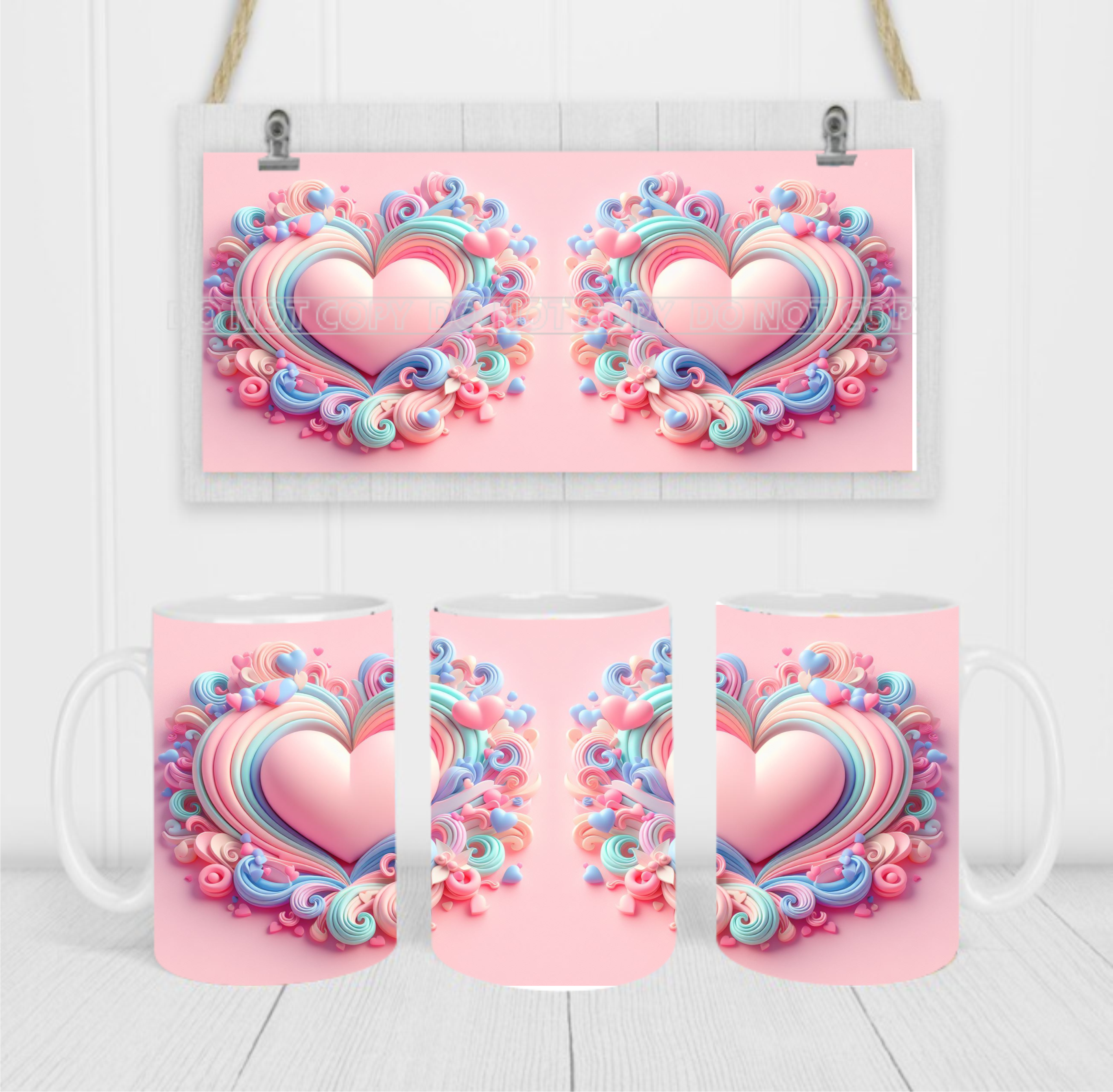 Valentine Heart - Coffee Mug Wrap - Sublimation Transfers