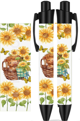 Shaggy Cow & Sunflowers -  UV DTF