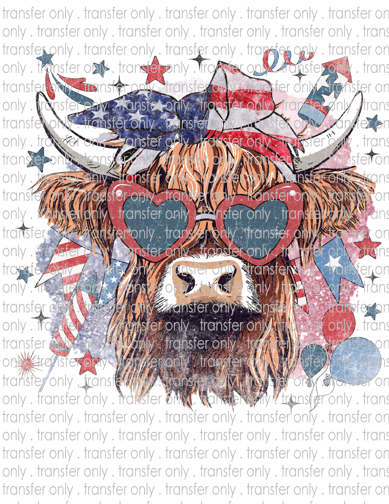 Patriotic Cow - Waterslide, Sublimation Transfers