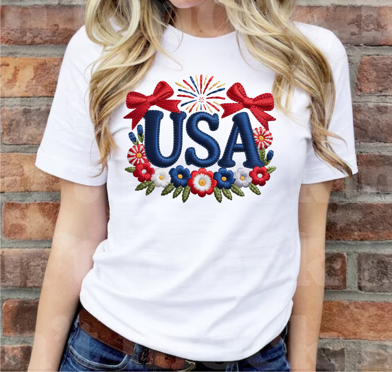Faux Embroidered USA - DTF Transfer