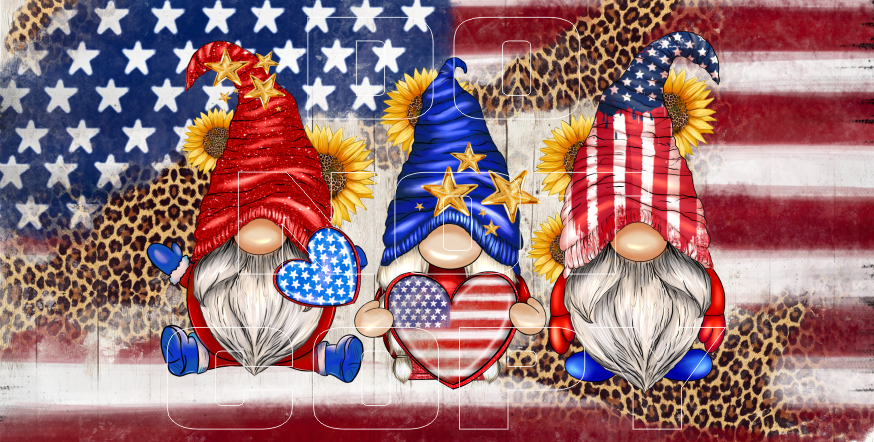 Patriotic Gnomes Sublimation Transfers - License Plate Sheets