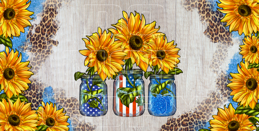 Patriotic Mason Jar License Plate Sheets - Sublimation Transfer